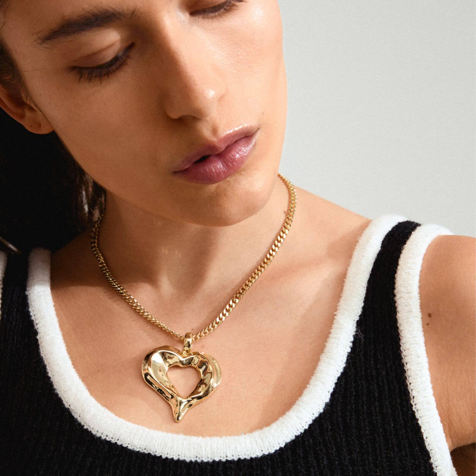 Pilgrim Tide Gold Large Heart Necklace - Image 2