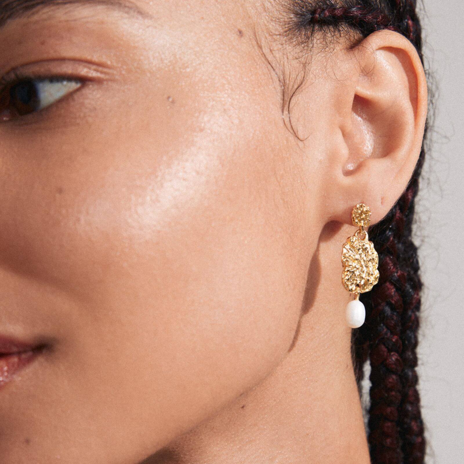 Pilgrim True Gold Textured Drop Earrings - Image 2