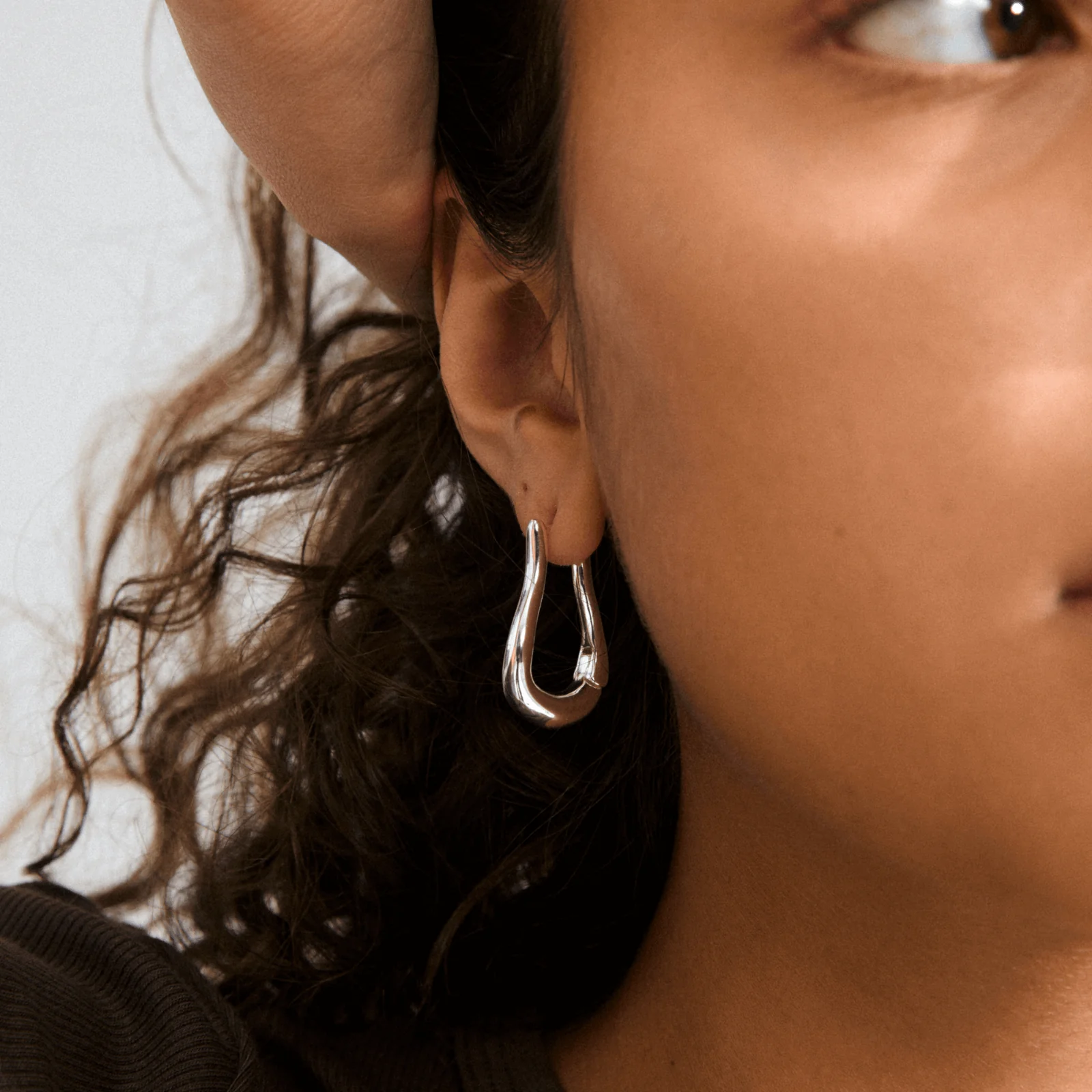 Pilgrim Unfold Silver Long Full Hoop Earrings - Image 2