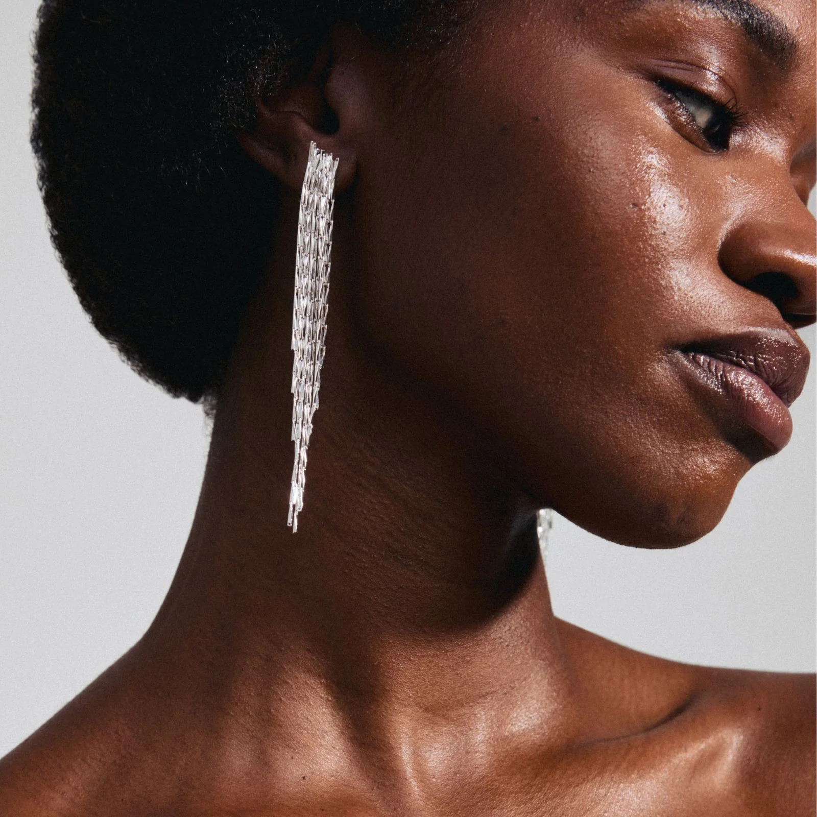 Pilgrim Zenobia Silver Layered Chain Earrings - Image 2