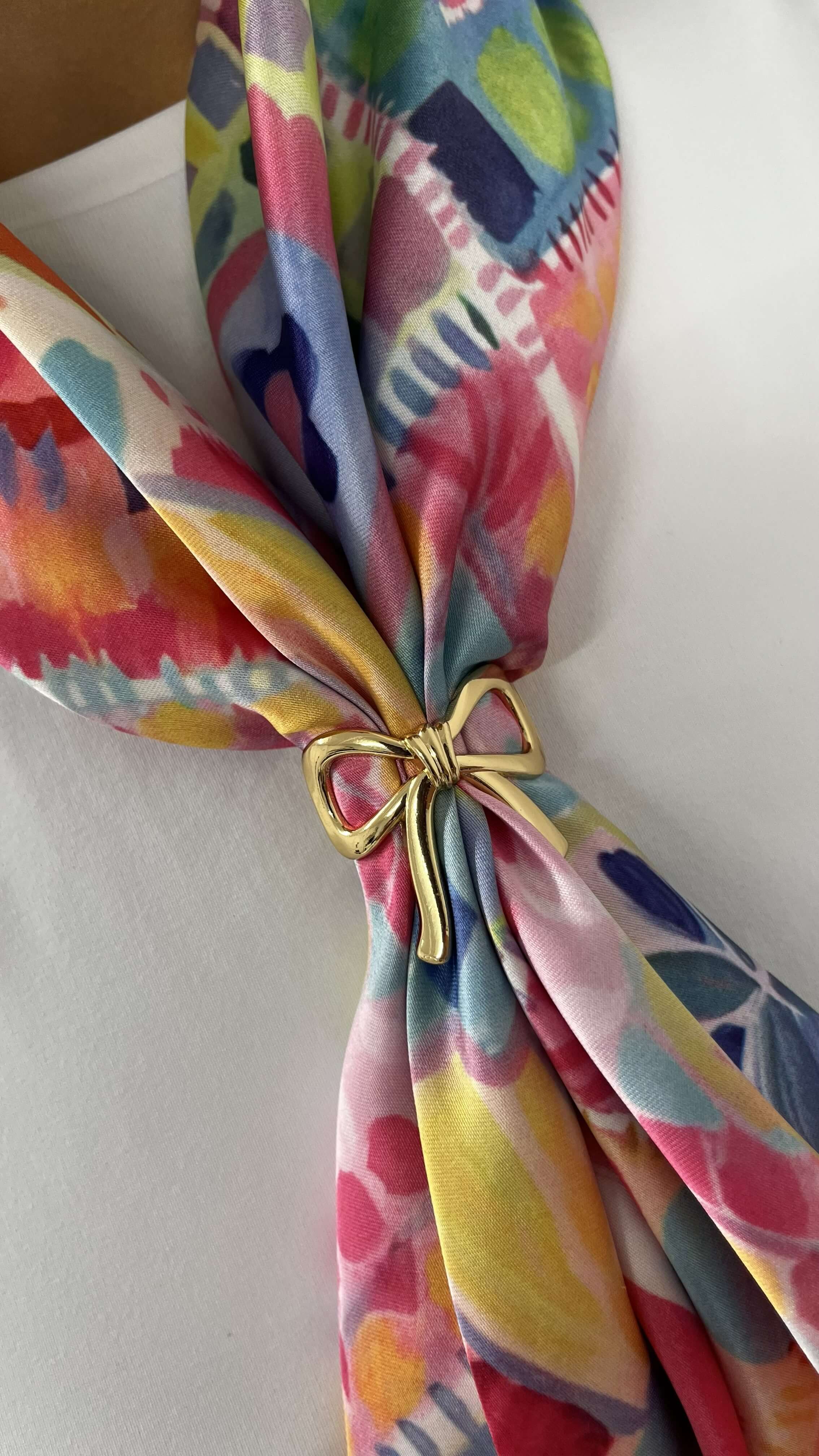 Pink Floral Tile Pattern Neck Scarf - Image 4