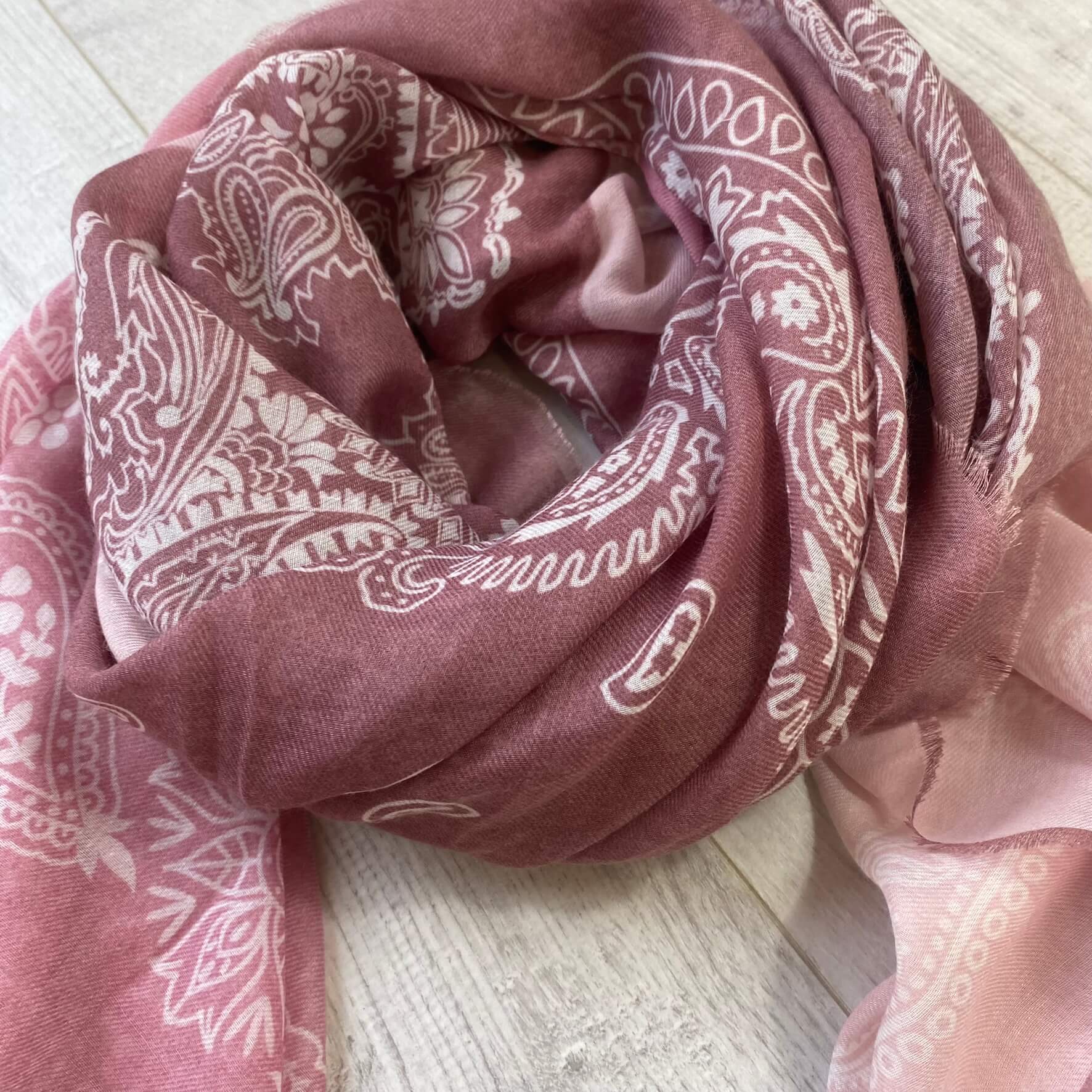 Pink Paisley Pattern Scarf - Image 2