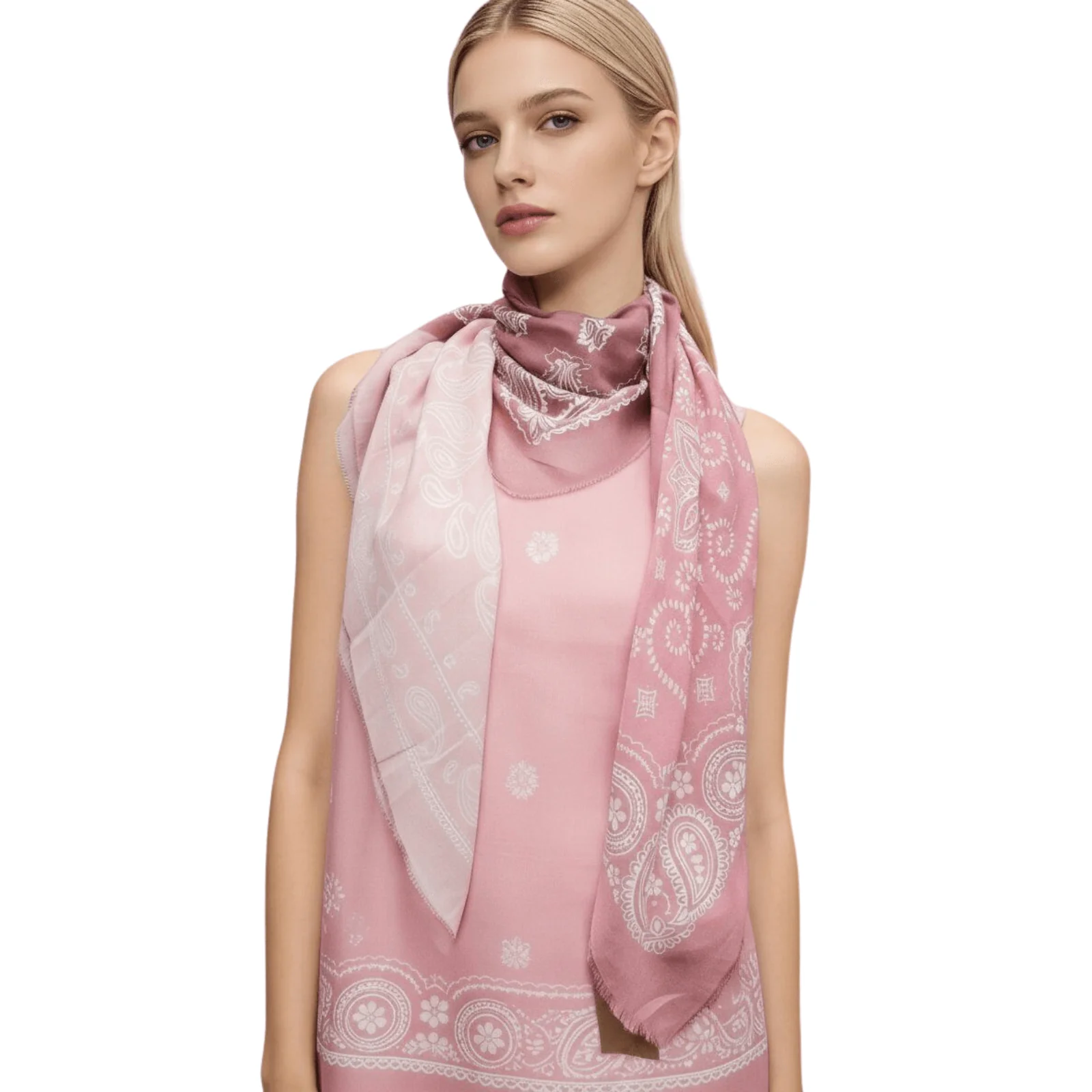 Pink Paisley Pattern Scarf - Image 3