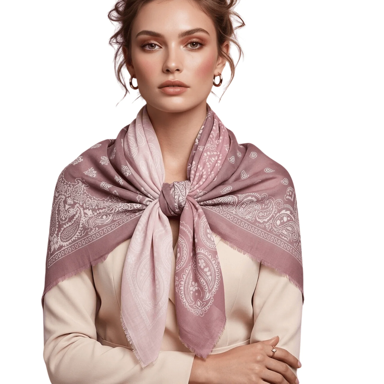 Pink Paisley Pattern Scarf - Image 4