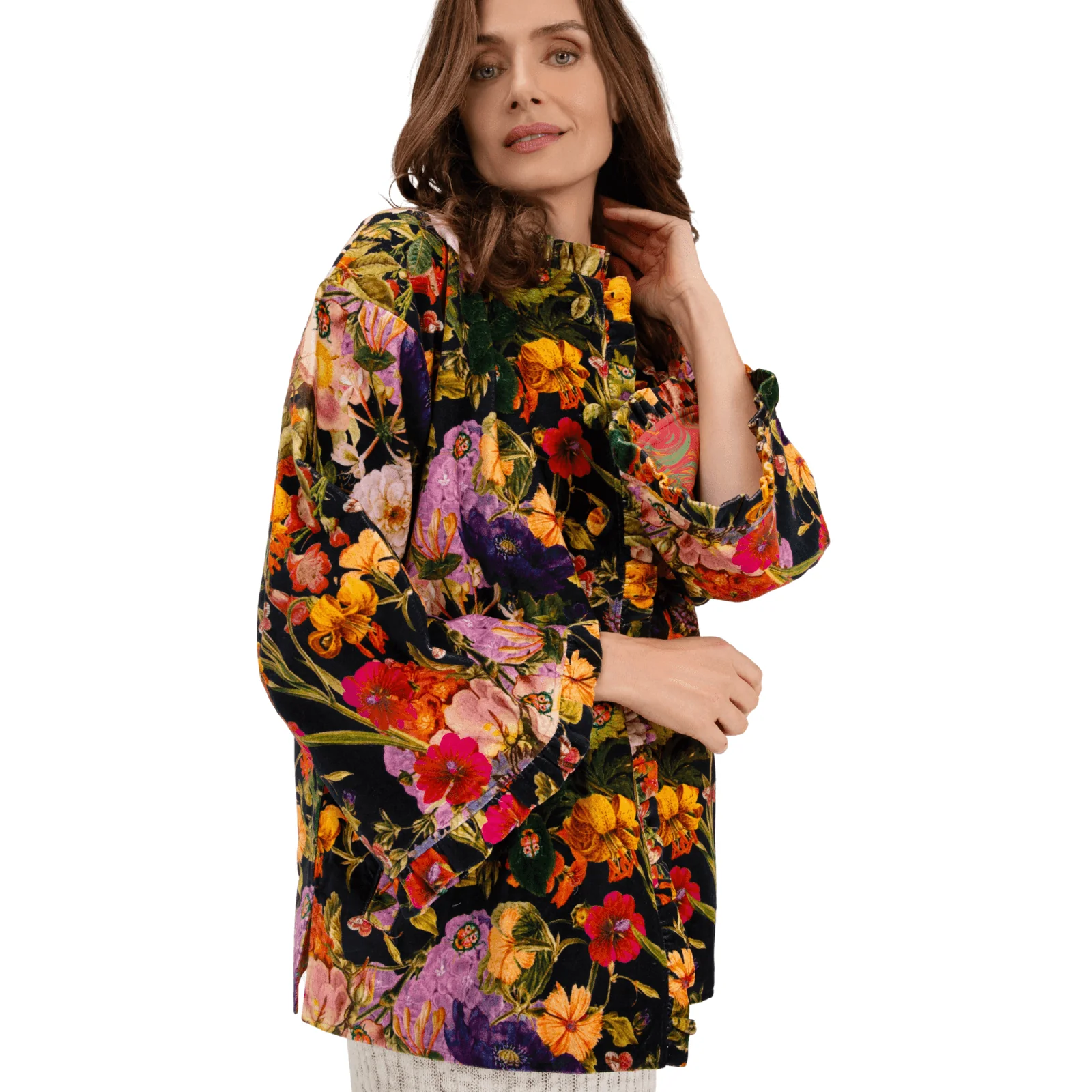 Powder Boxy Velvet Jacket - Midnight Posy - Image 2