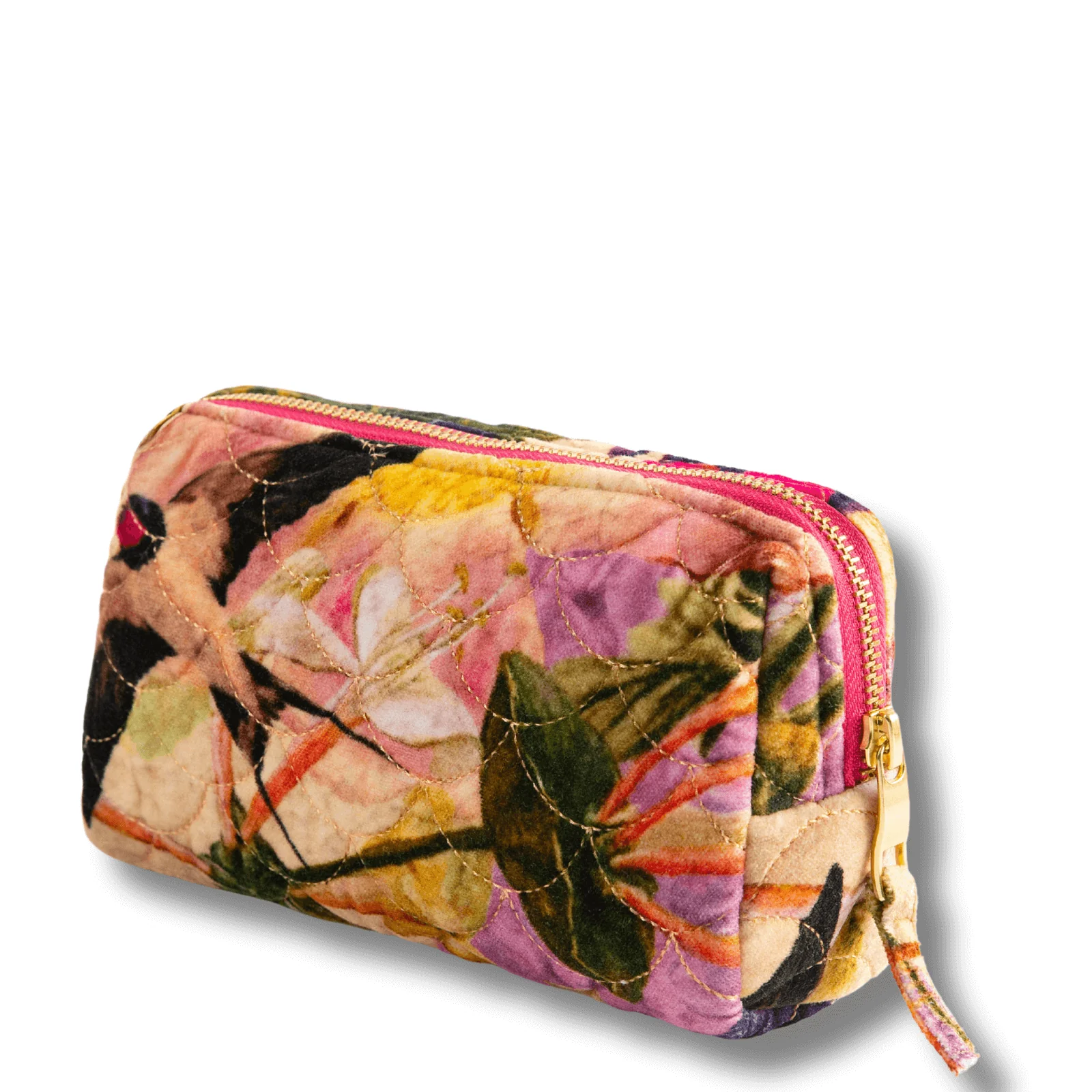Powder Cream Posy Quilted Velvet Vanity Bag