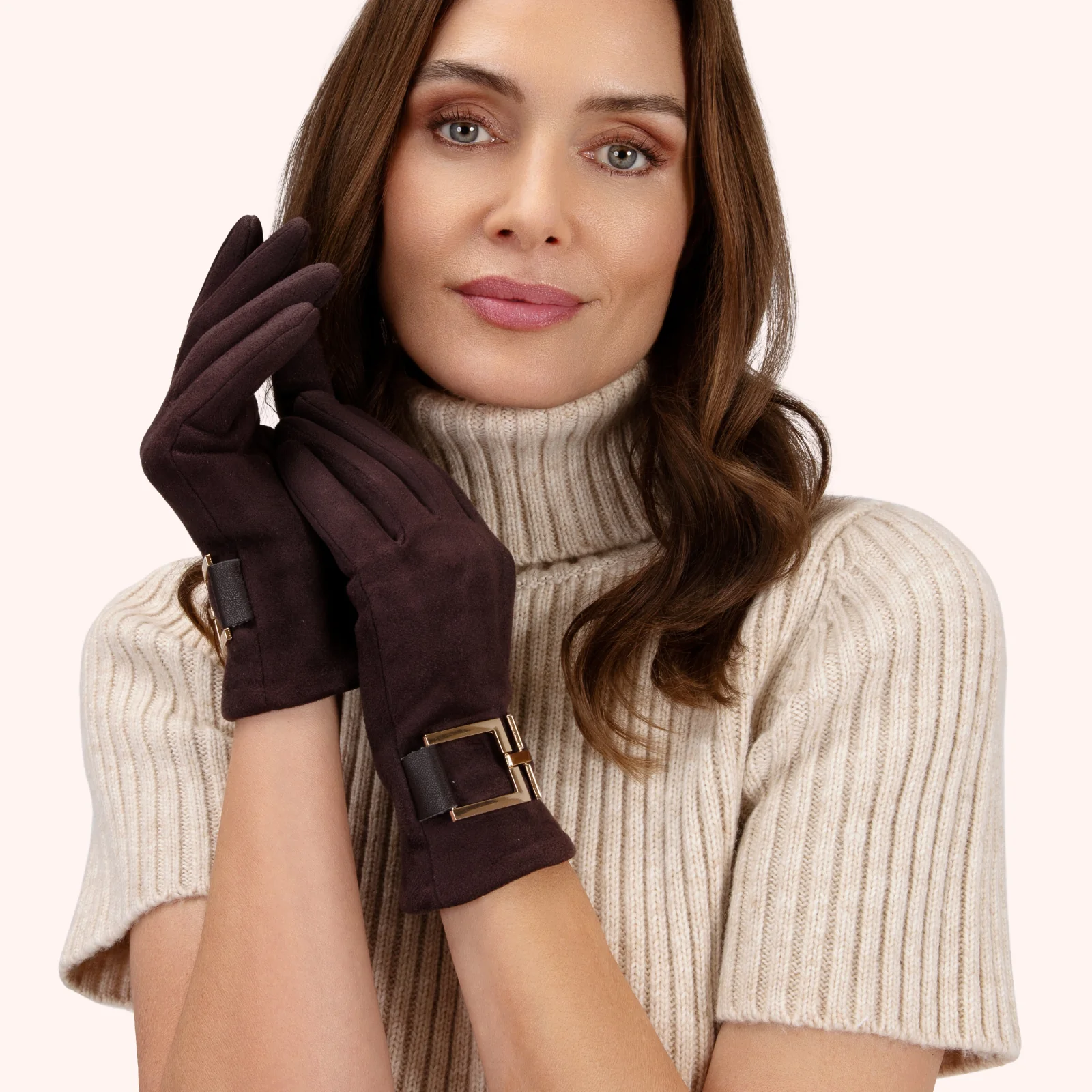 Powder Dana Suede Gloves - Chocolate Brown - Image 2