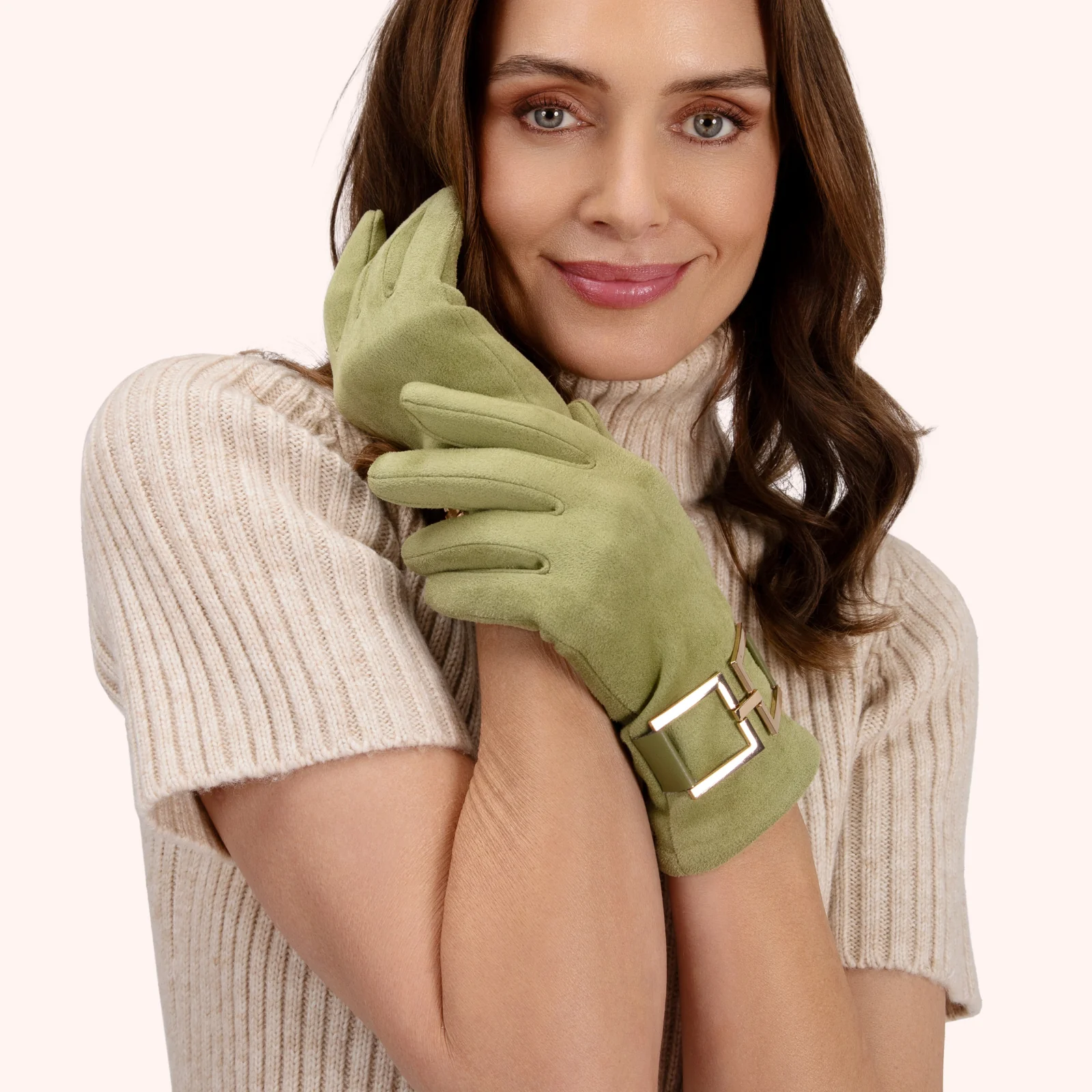 Powder Dana Suede Gloves - Sage Green - Image 2