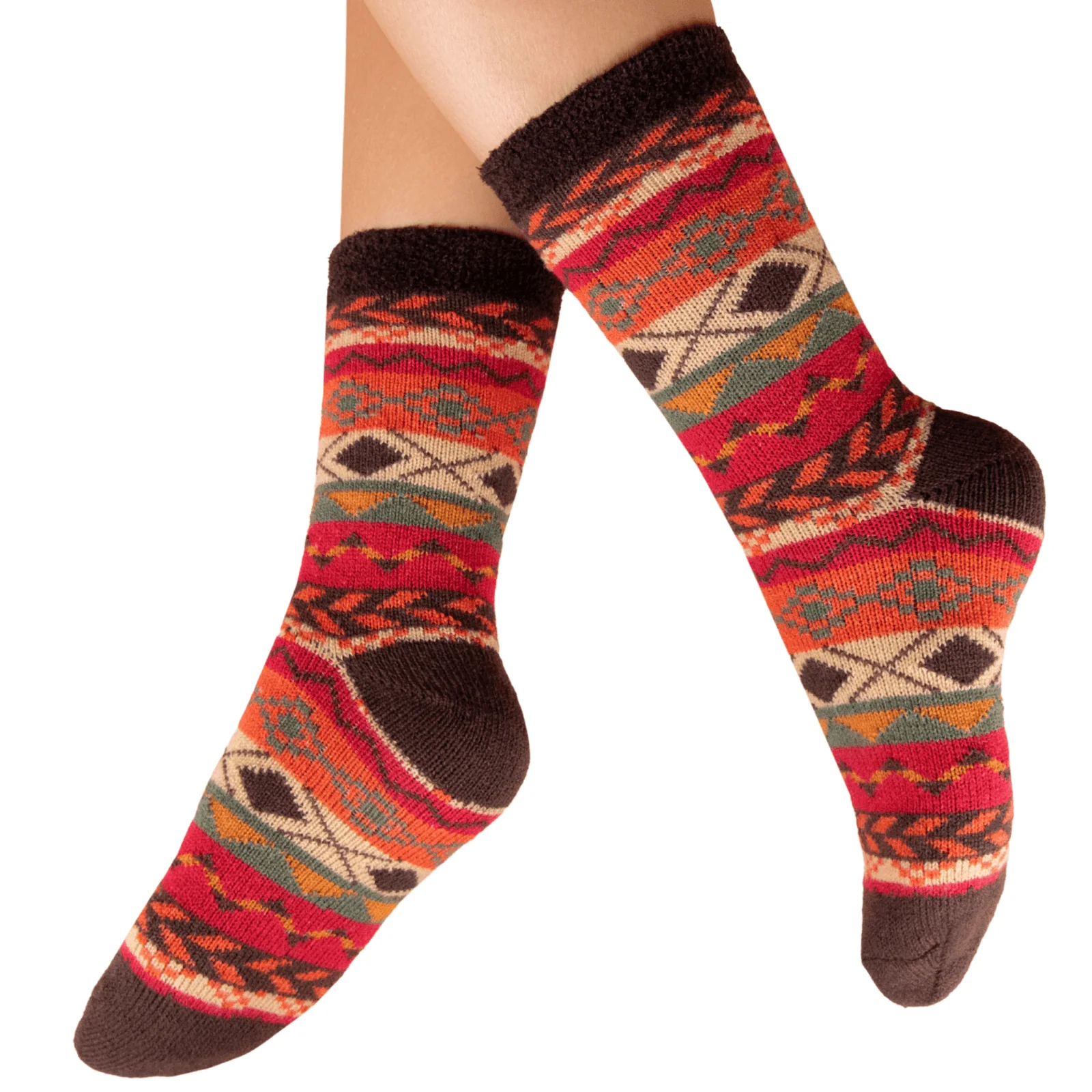 Powder Fairisle Russet Cosy Socks