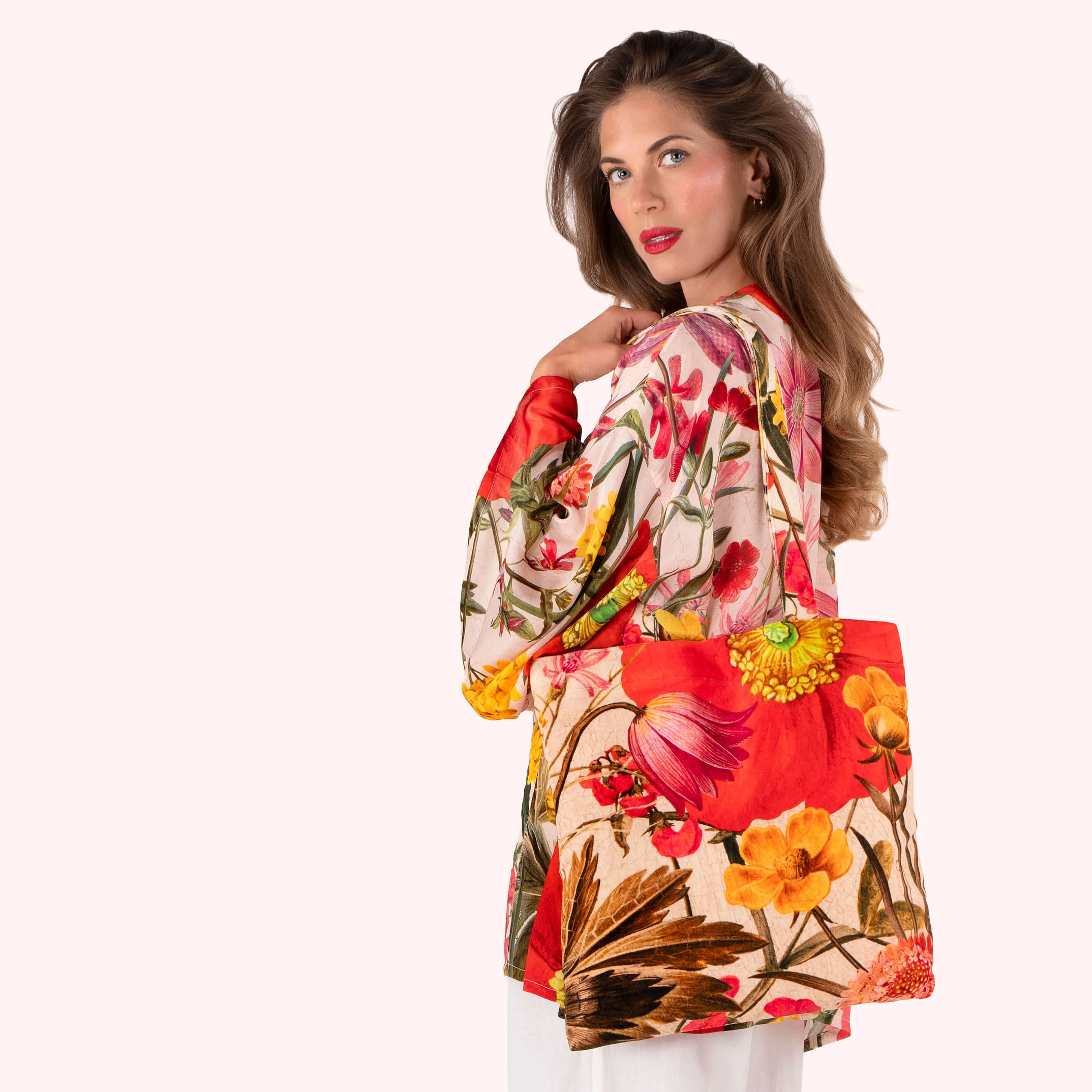Powder Fine Flowers Cotton Velvet Tote Bag - Image 3