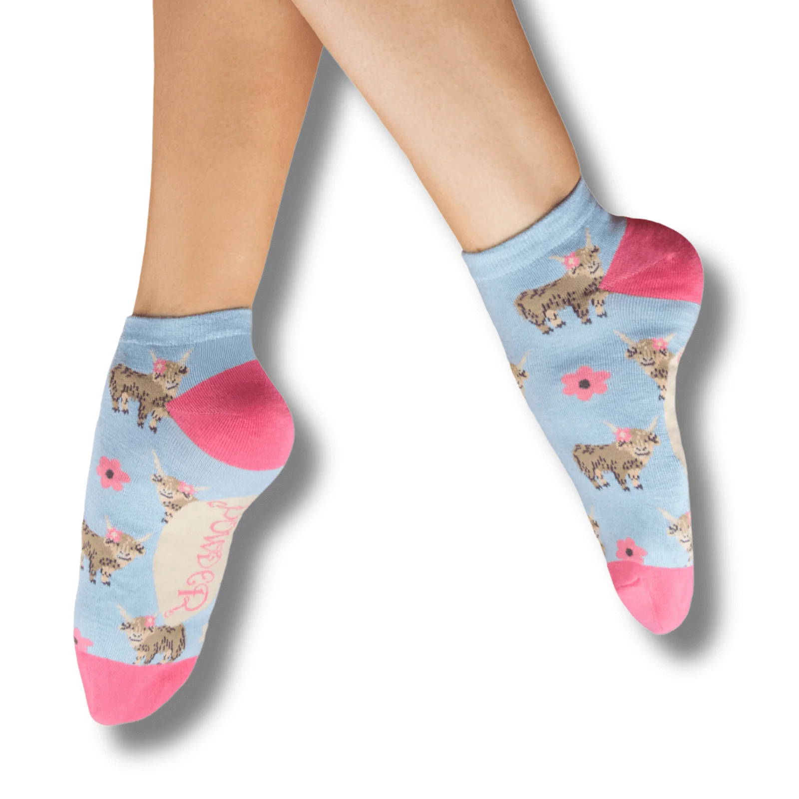 Powder Highland Cow Trainer Socks