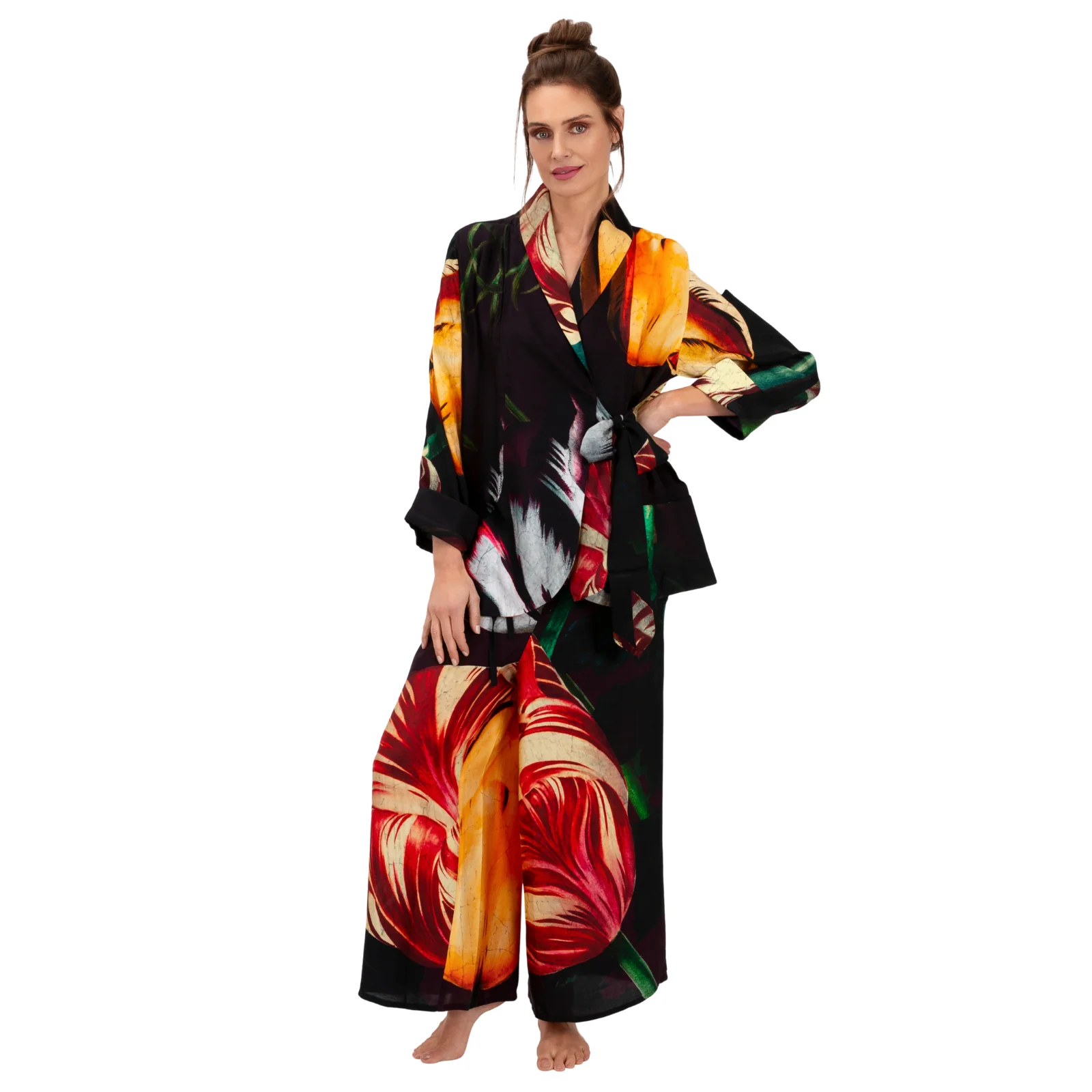 Powder Ladies Luxury Printed Co-Ord - Midnight Posy - Image 4