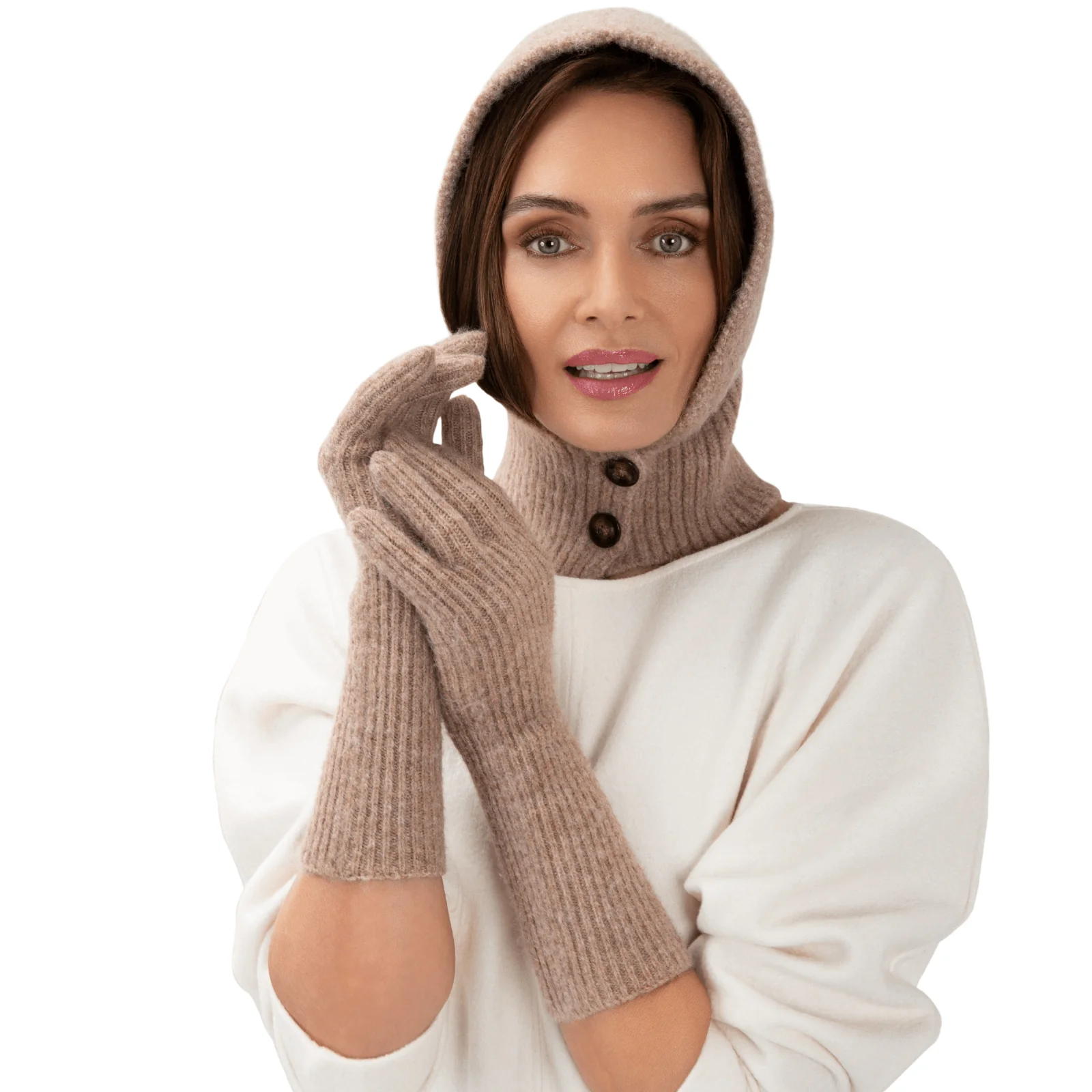 Powder Sofia Knitted Snood - Caramel - Image 2