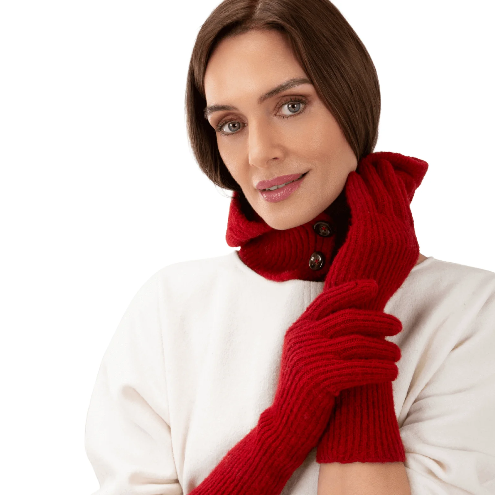 Powder Sofia Long Knitted Gloves - Red - Image 2