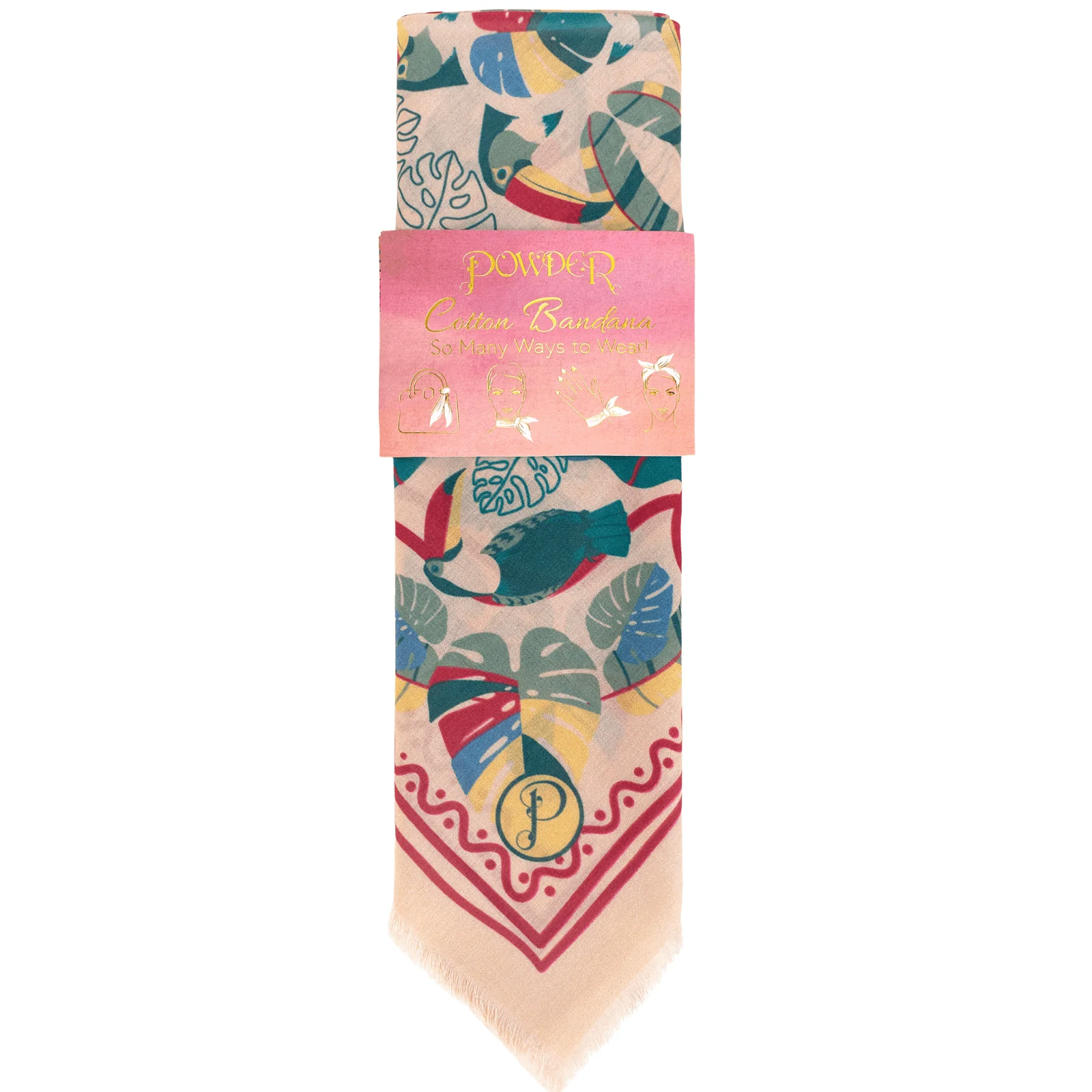 Powder Tropical Toucan Cotton Square Scarf - Image 3