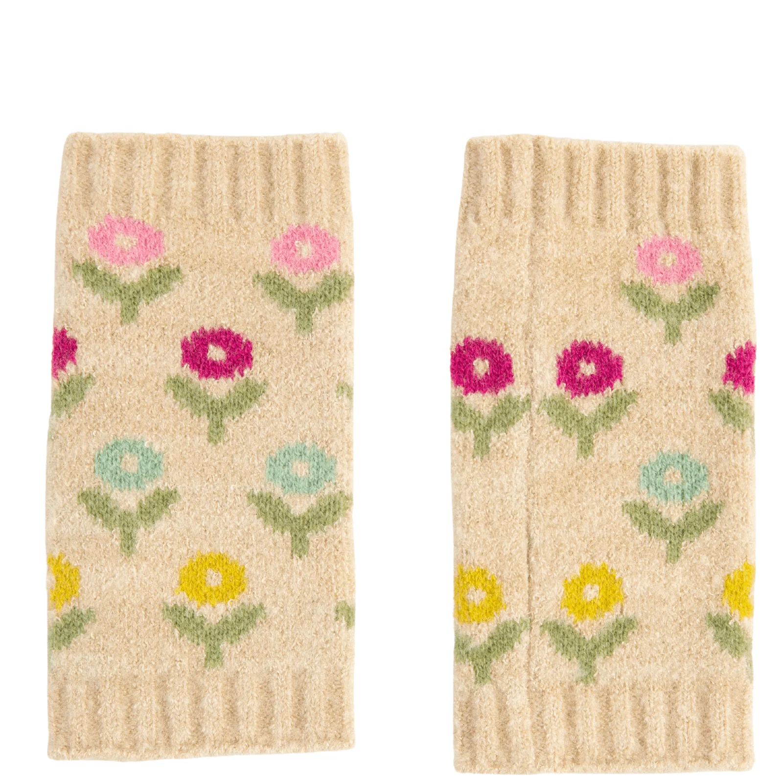Powder Willow Ditsy Flower Cream Wrist Warmers