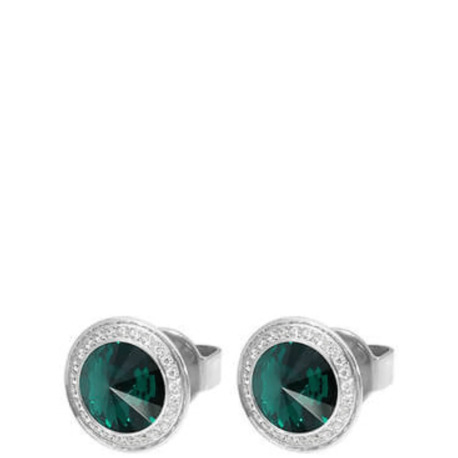 Qudo 9mm Tondo Deluxe Silver Earrings - Emerald