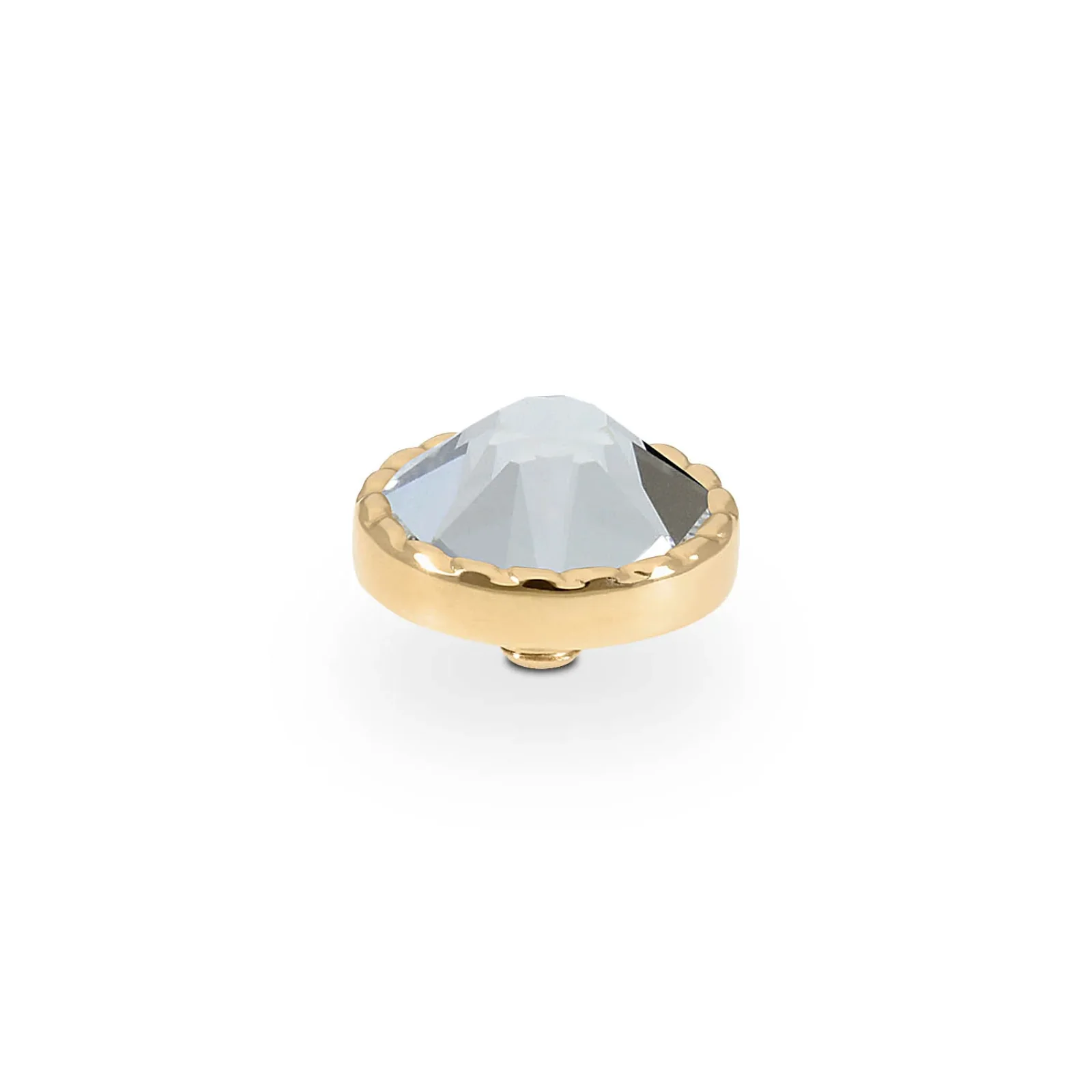 Qudo Bocconi Flat 9mm Gold Topper - Clear Crystal