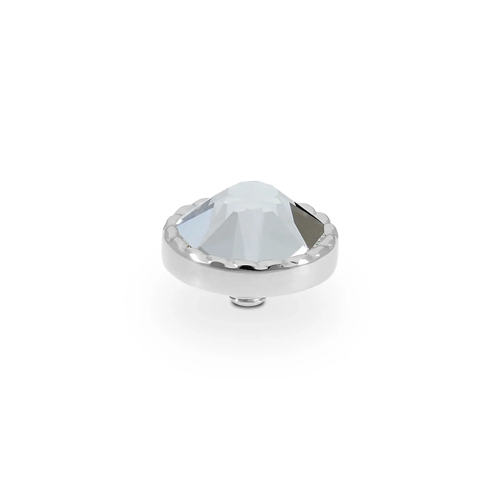 Qudo Bocconi Flat 9mm Silver Topper - Clear Crystal