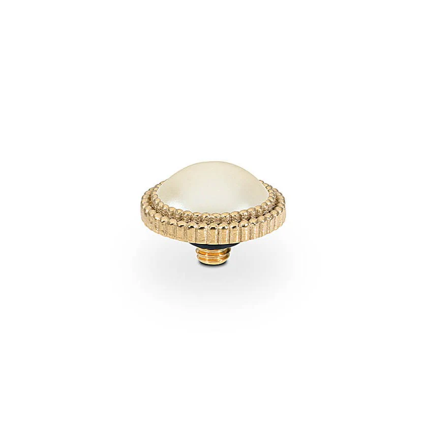 Qudo Fabero 10mm Gold Topper - Cream Pearl