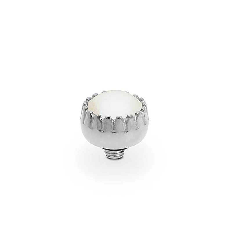 Qudo London 8mm Silver Topper - White Pearl