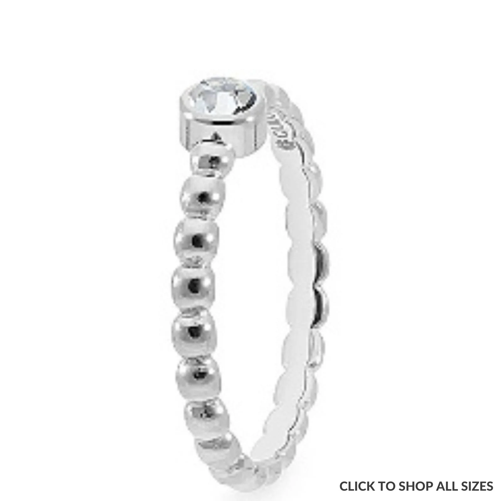 Qudo Matino Deluxe Silver Ring - Clear Crystal