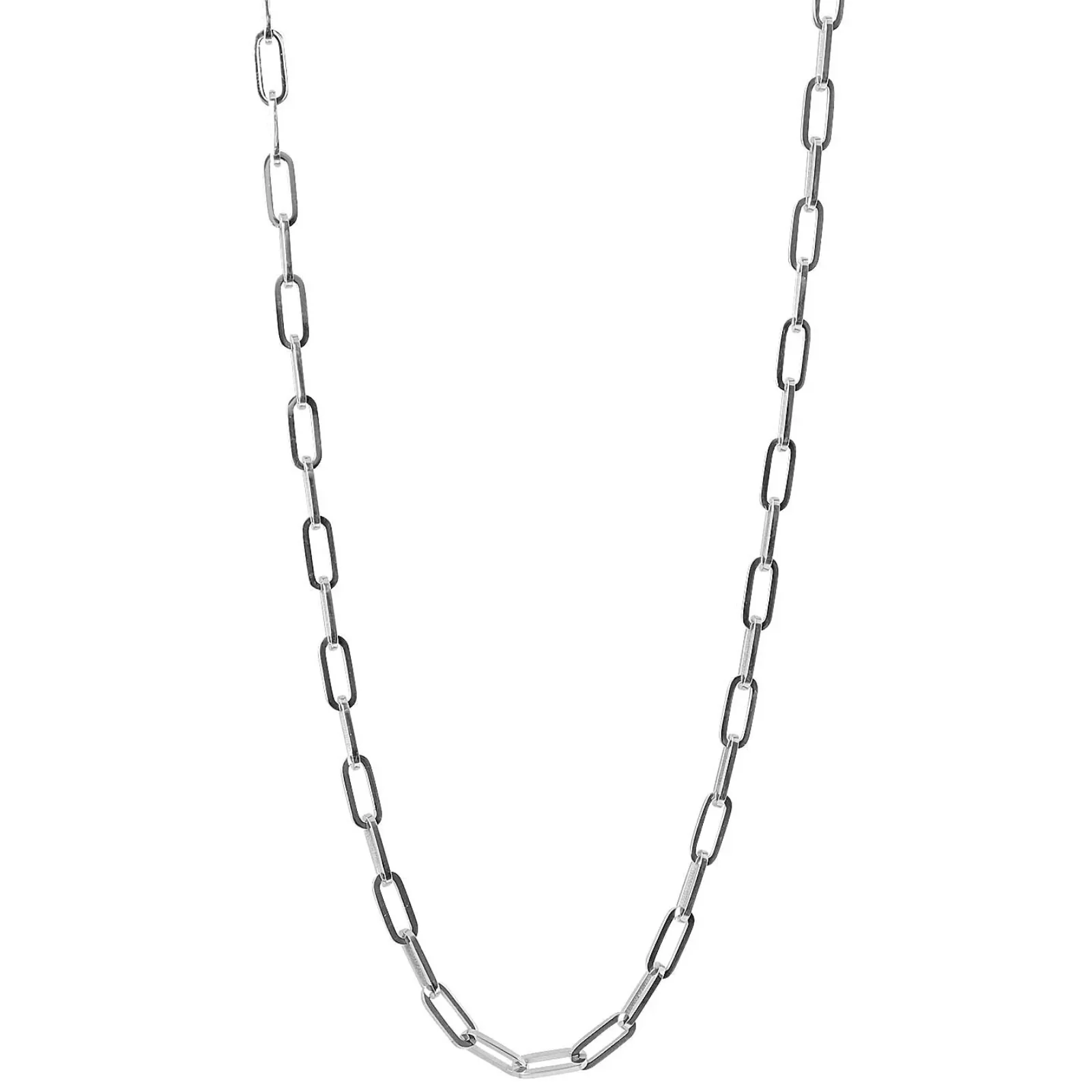 Qudo Padua Oval Link TBar Necklace - Silver