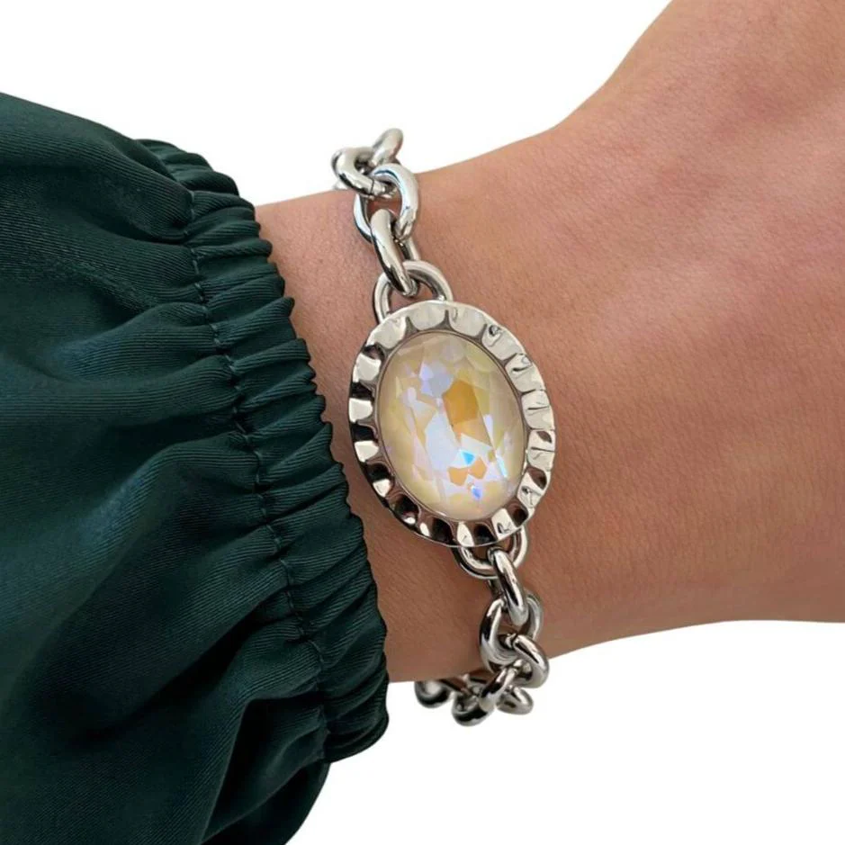 Qudo Tivola Silver Chunky Link Bracelet - Ivory Cream Delite - Image 2