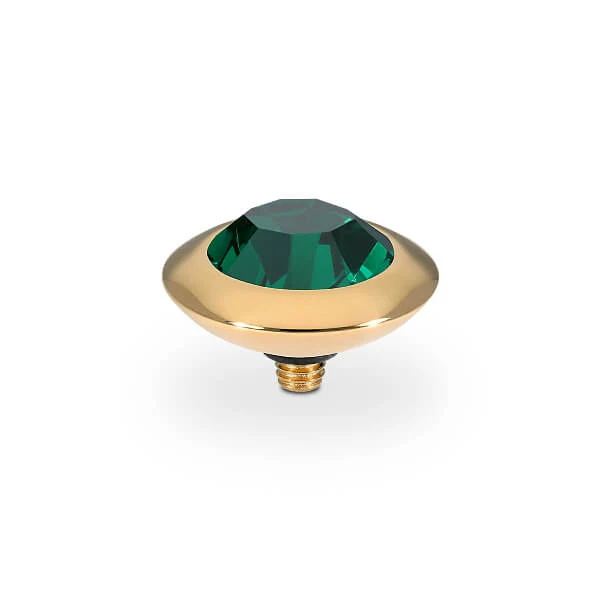 Qudo Tondo 13mm Gold Topper - Emerald