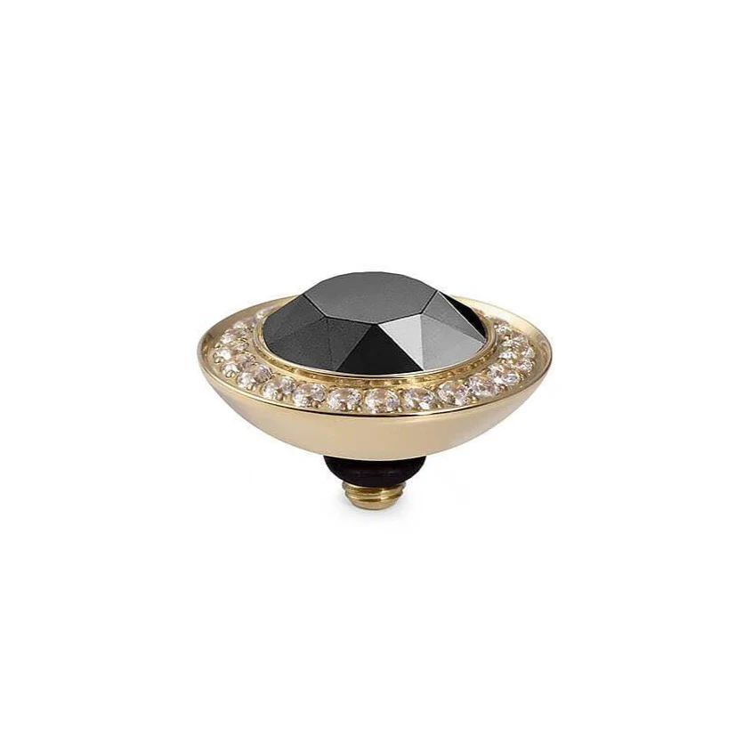 Qudo Tondo Deluxe 13mm Gold Topper - Jet Hematite
