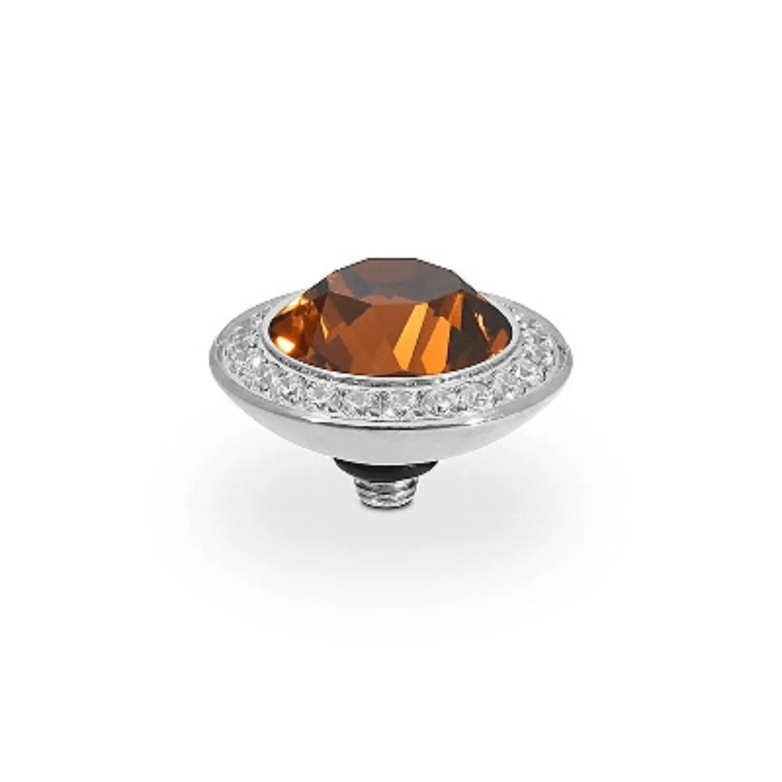 Qudo Tondo Deluxe 13mm Silver Topper - Smoked Topaz