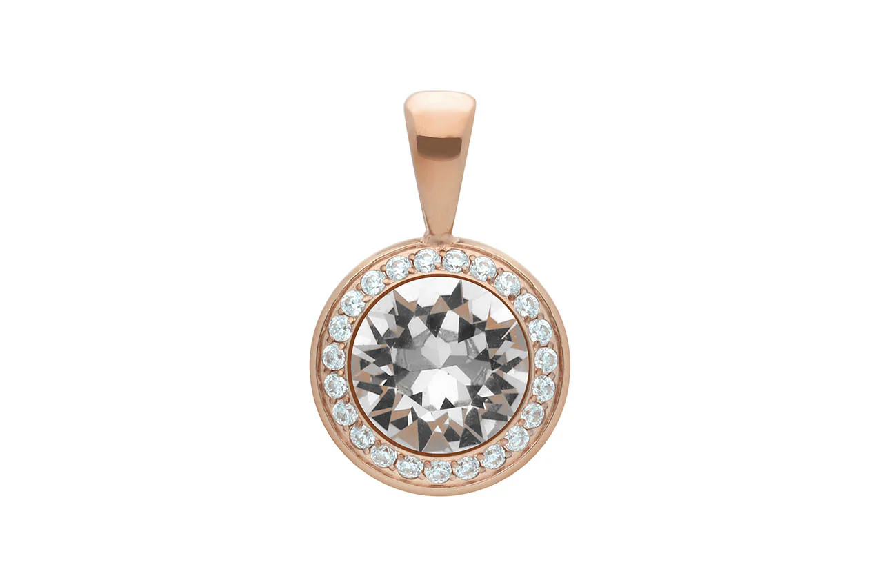 Qudo Tondo Deluxe Pendant Rose Gold Necklace - Crystal - Image 2