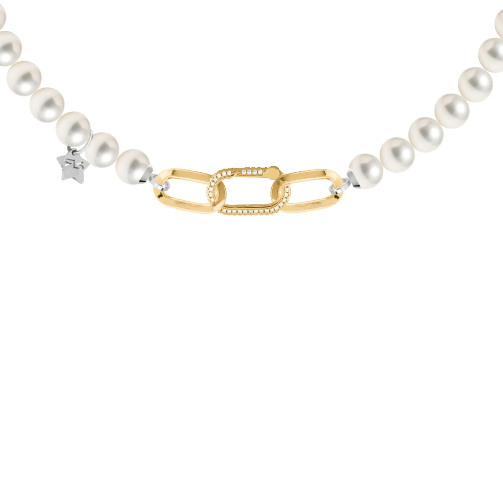 Rebecca Diva Gold Crystal Clasp Closure, Pearl Necklace - Image 2