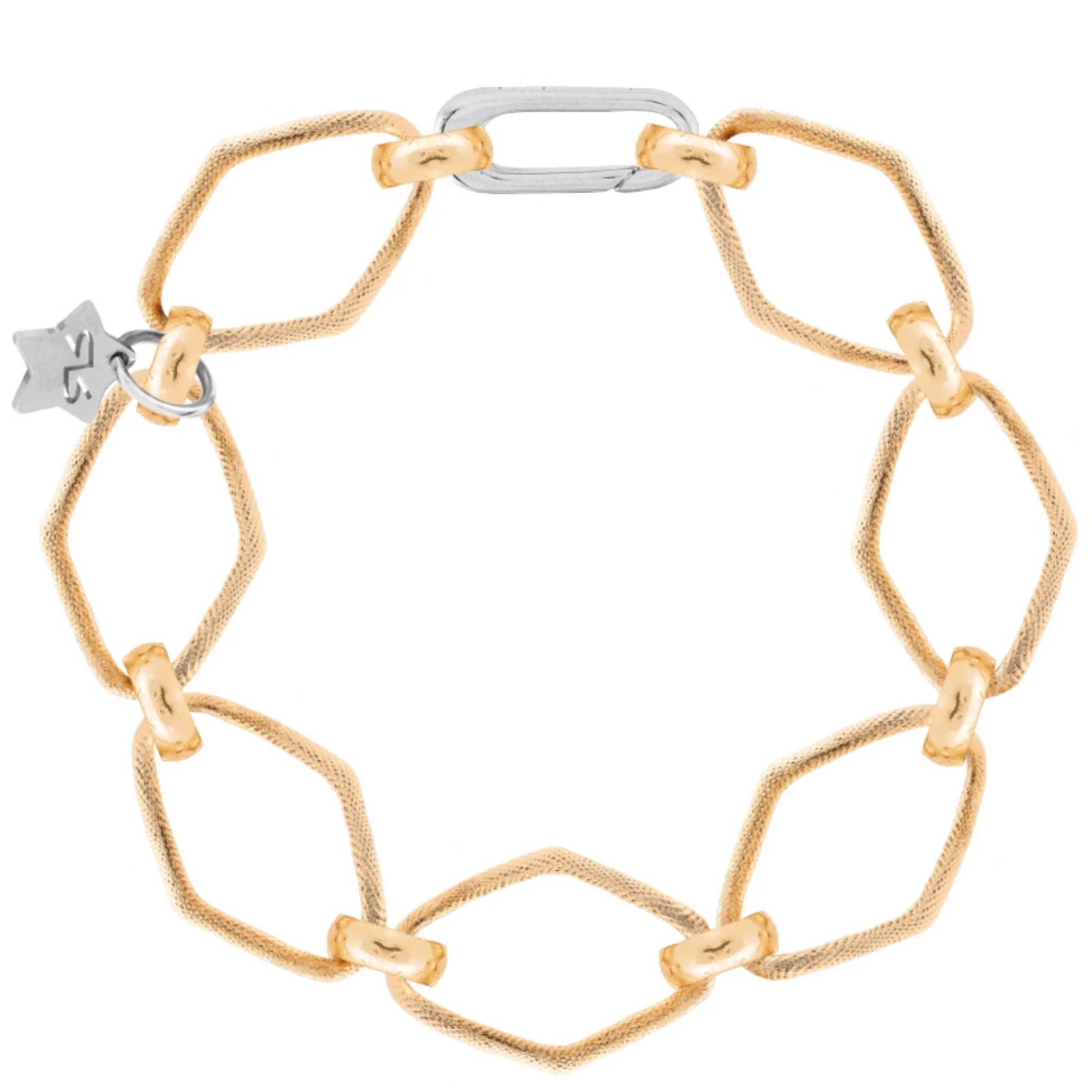 Rebecca Diva Gold Dainty Texture Linked Bracelet