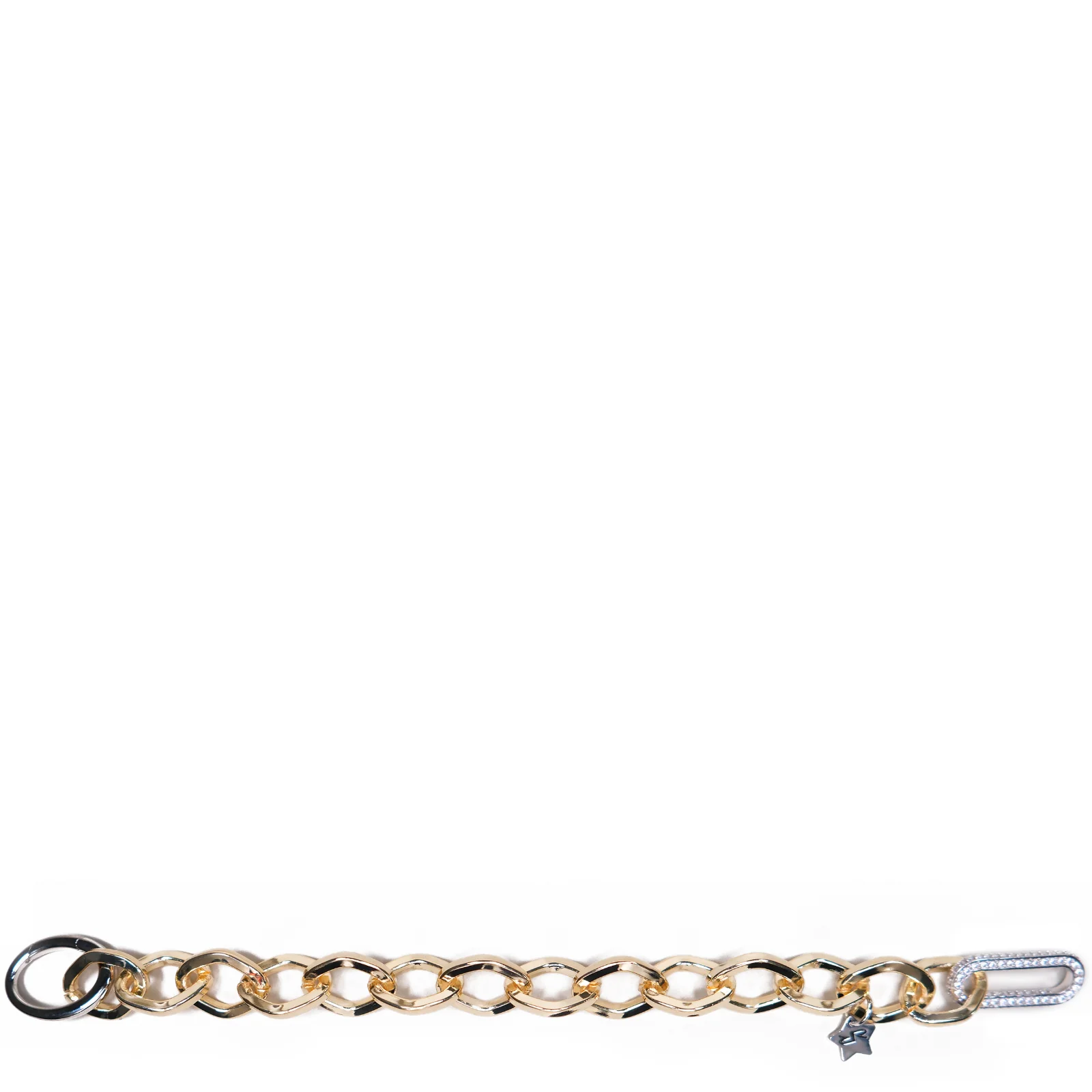Rebecca Diva Gold Link Bracelet With Crystal Silver Clasp Closure