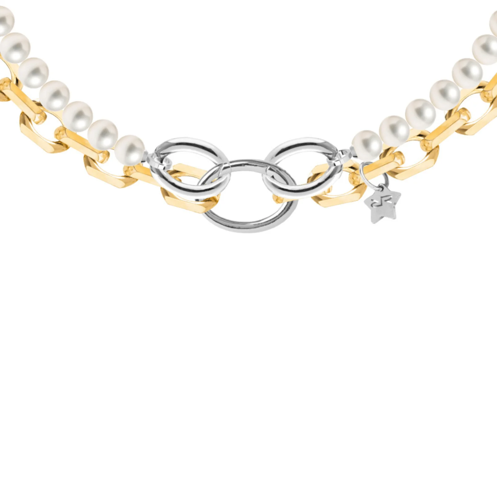 Rebecca Diva Gold Link & Pearl Double Necklace - Image 2