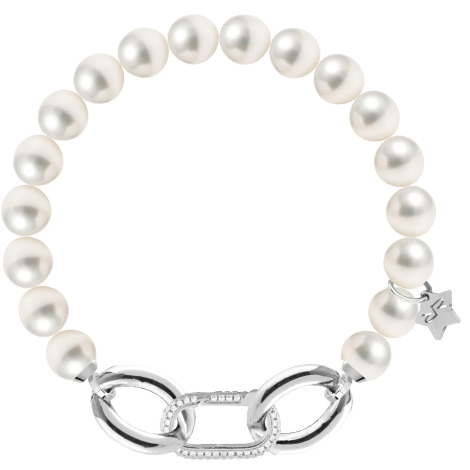 Rebecca Diva Silver Crystal Clasp Closure, Pearl Bracelet