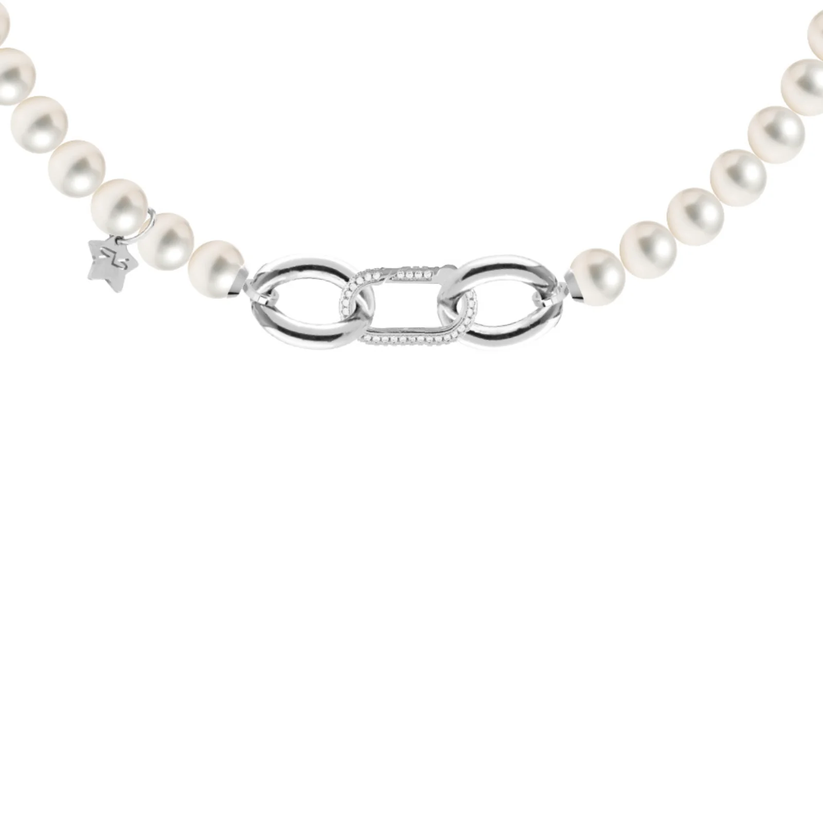 Rebecca Diva Silver Crystal Clasp Closure, Pearl Necklace - Image 2
