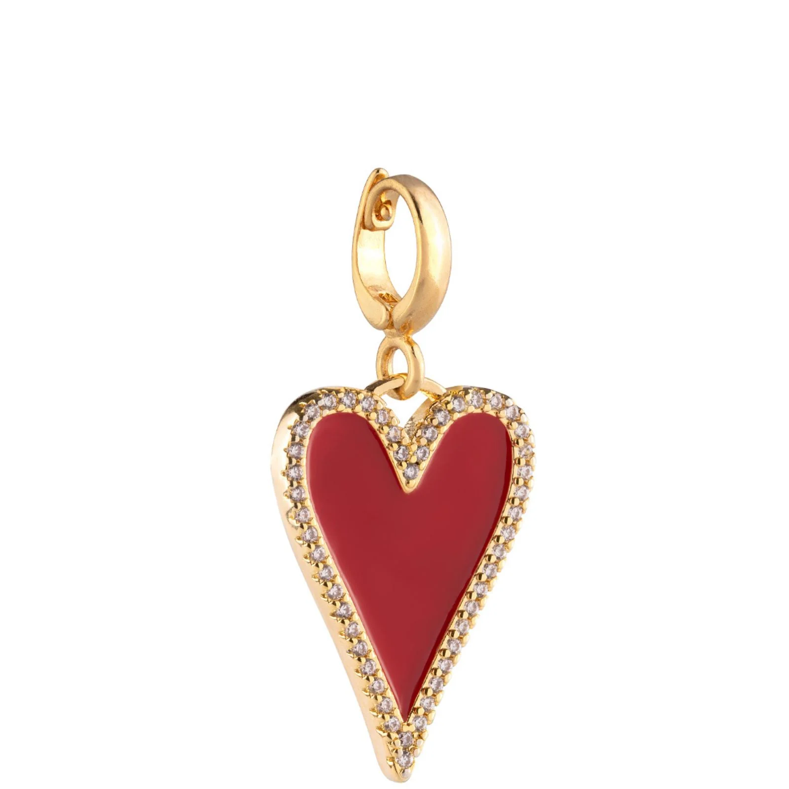 Rebecca My World Gold Red Heart Clip On Charm