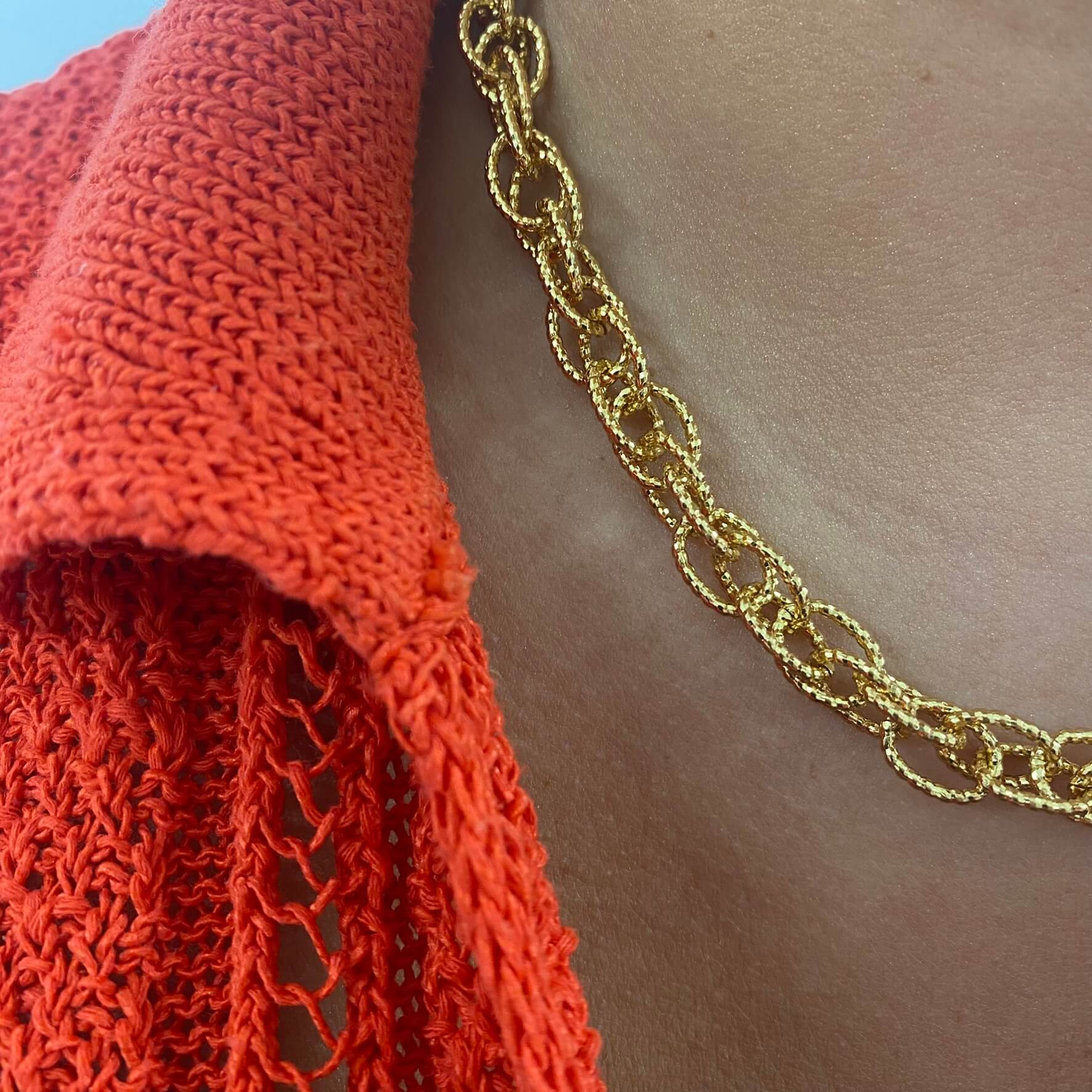 Rebecca My World Gold Textured Link Charm Necklace - Image 2