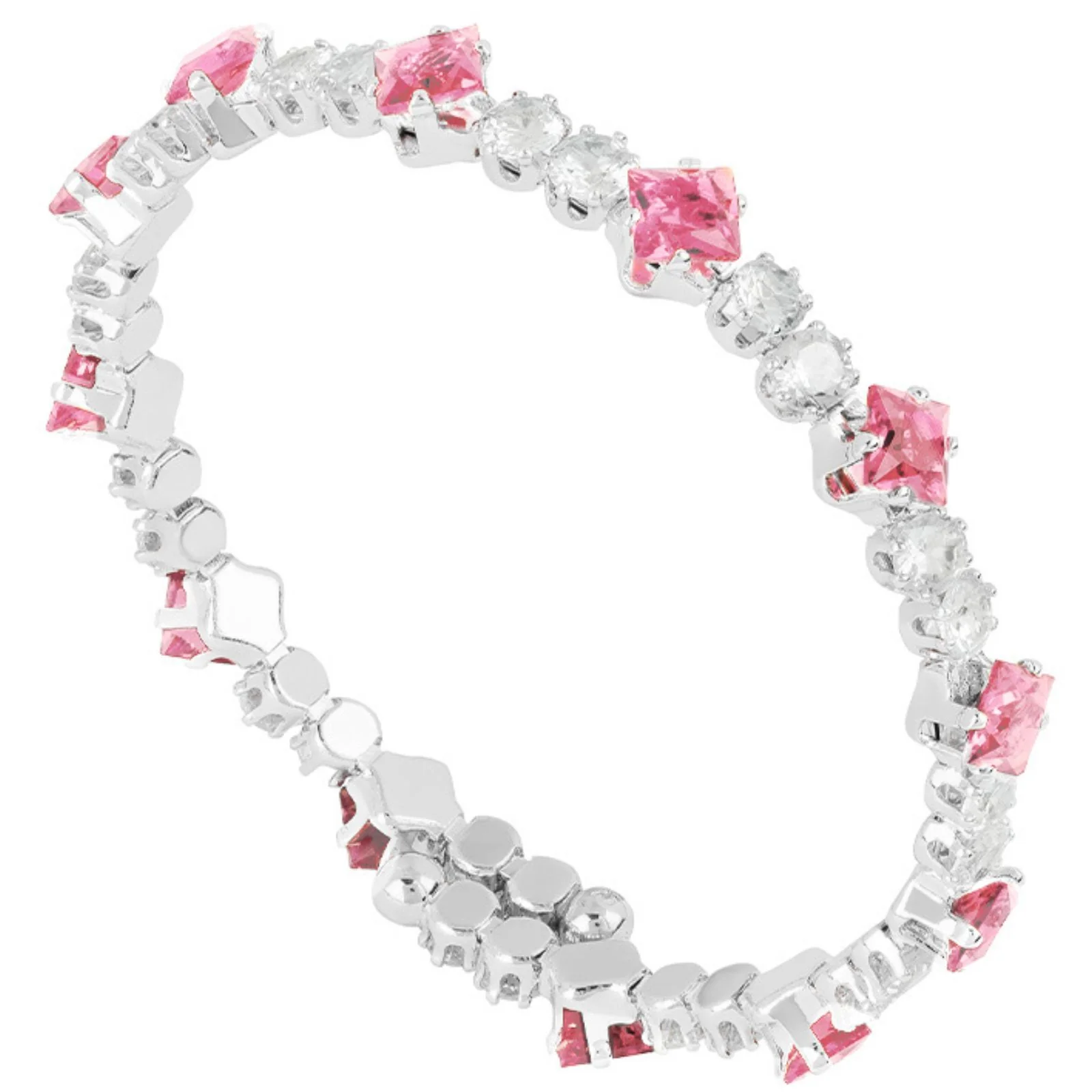 Rebecca My World Silver Expandable Glam Bangle - Pink