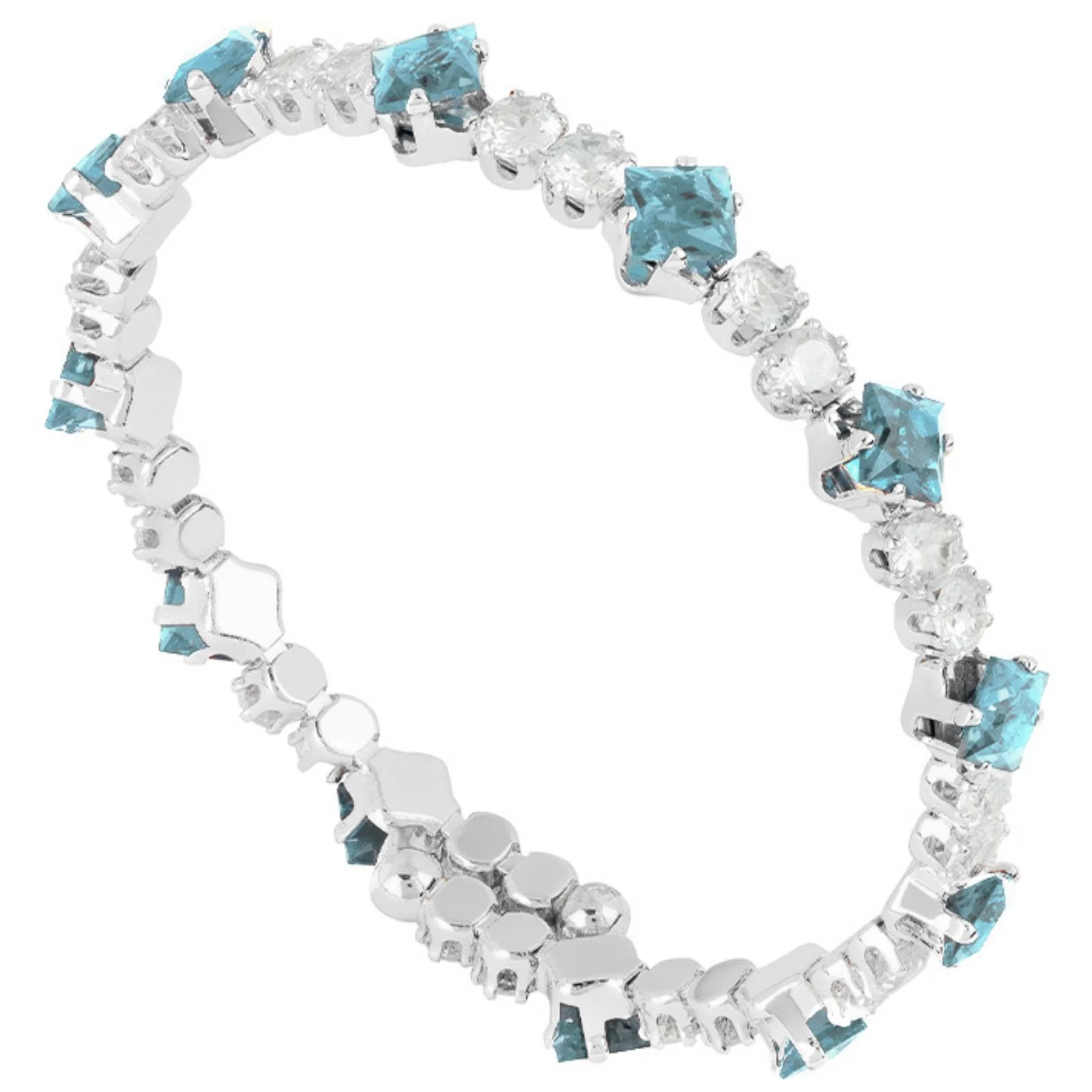 Rebecca My World Silver Expandable Glam Bangle - Turquoise