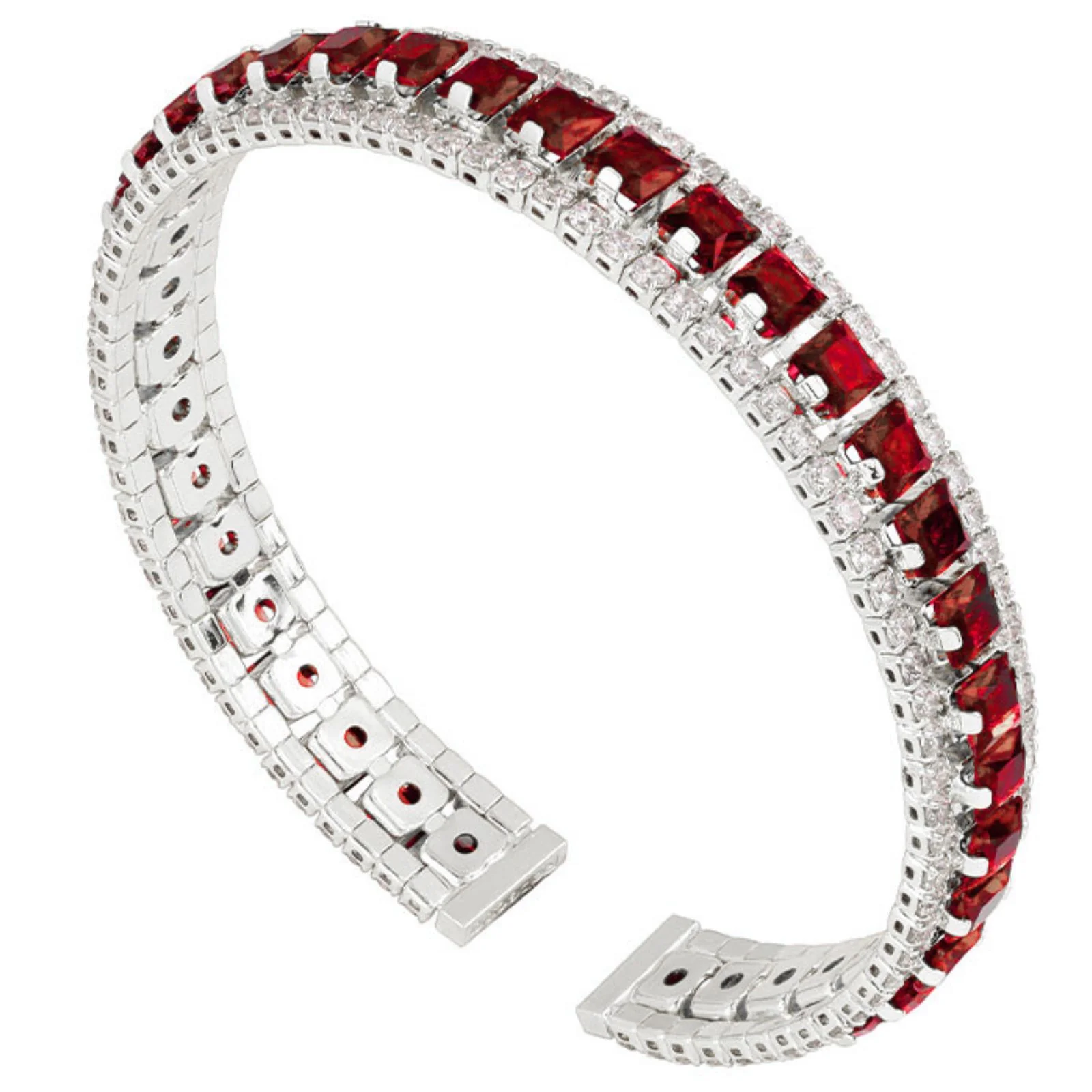 Rebecca My World Silver Triple Glam Bangle - Red