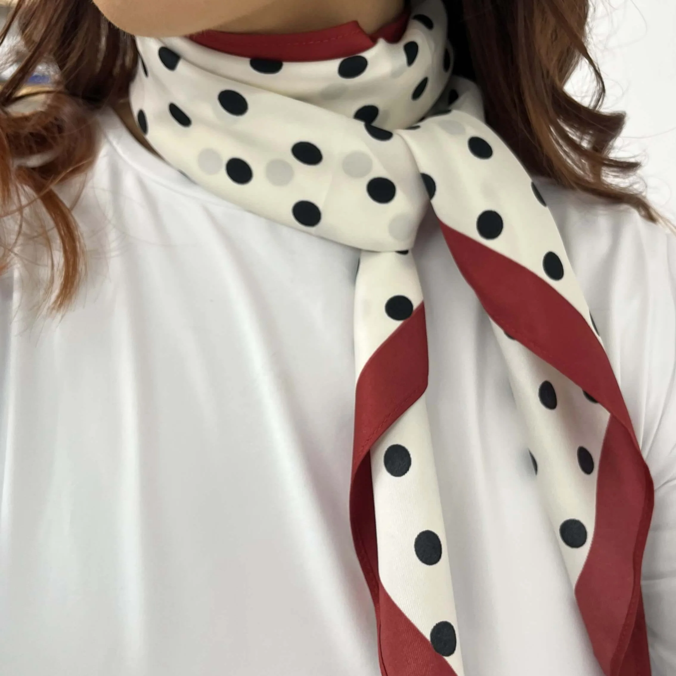 Red Polka Dots Triangle Scarf - Image 4