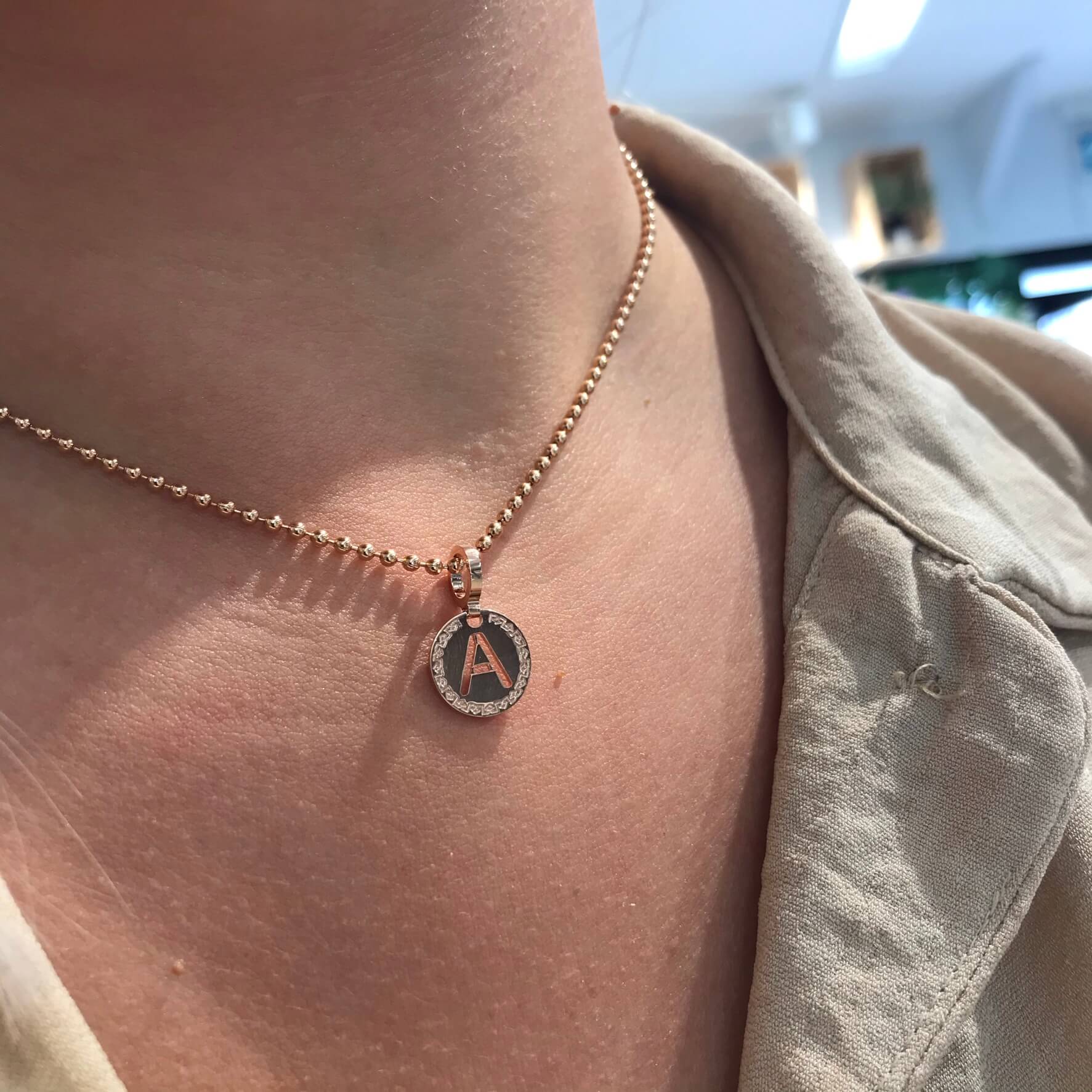 Rebecca My World Rose Gold Small Initial Charm - Image 4