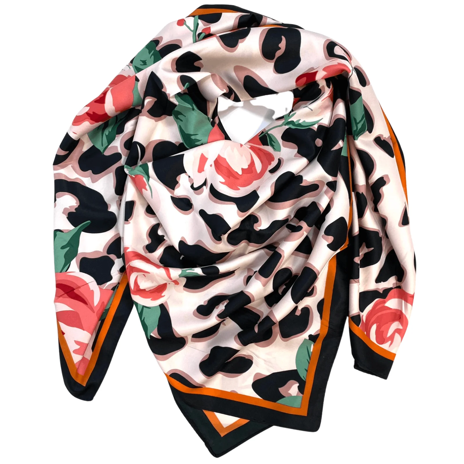 Rose & Leopard Print Scarf