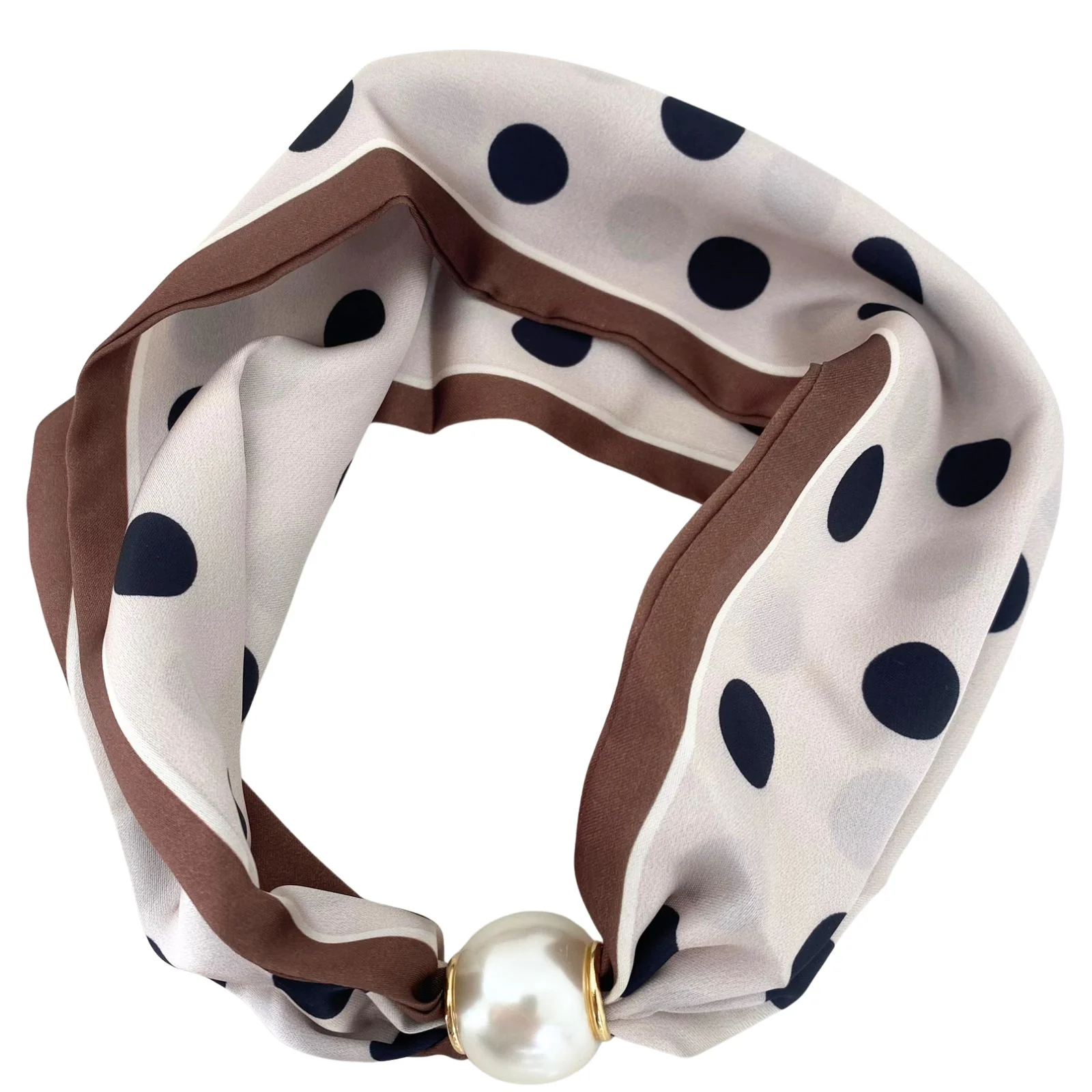 Sabrina Pearl Neck Scarf - Brown Dotty