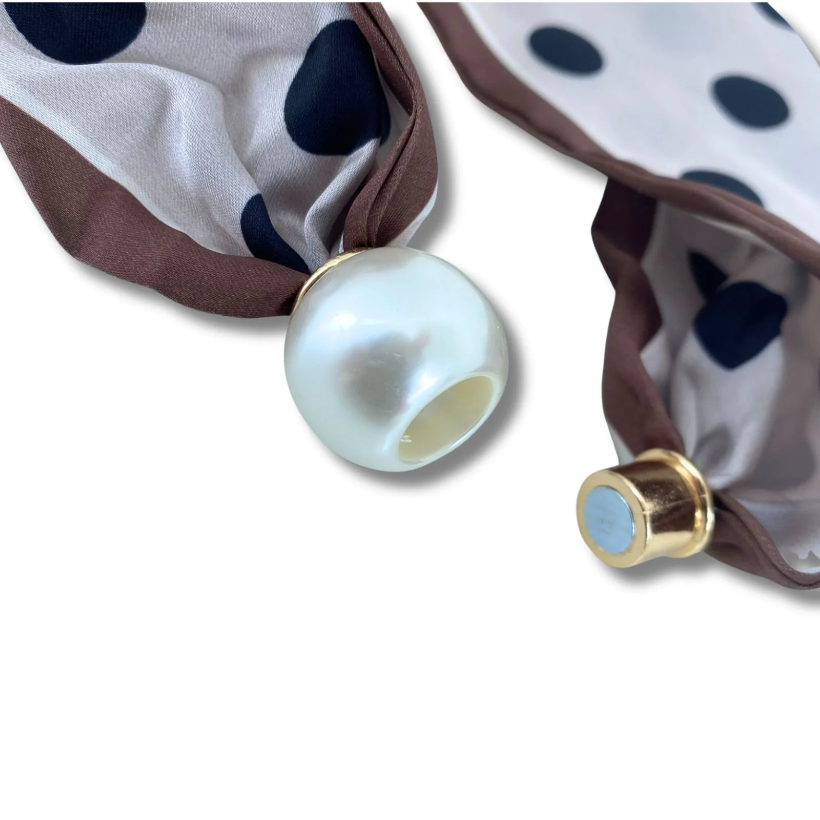 Sabrina Pearl Neck Scarf - Brown Dotty - Image 2