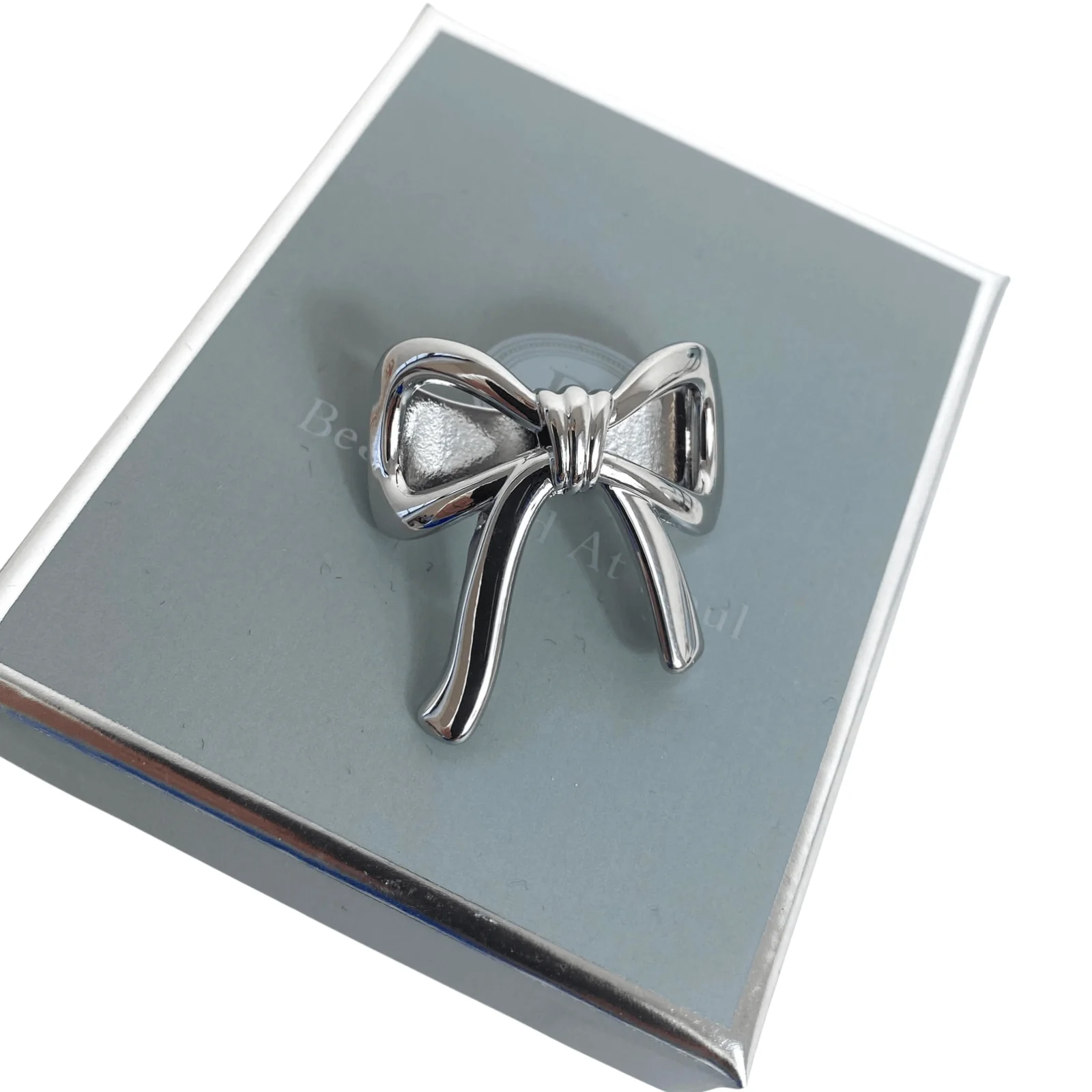 Silver Bow Scarf Ring - Image 2