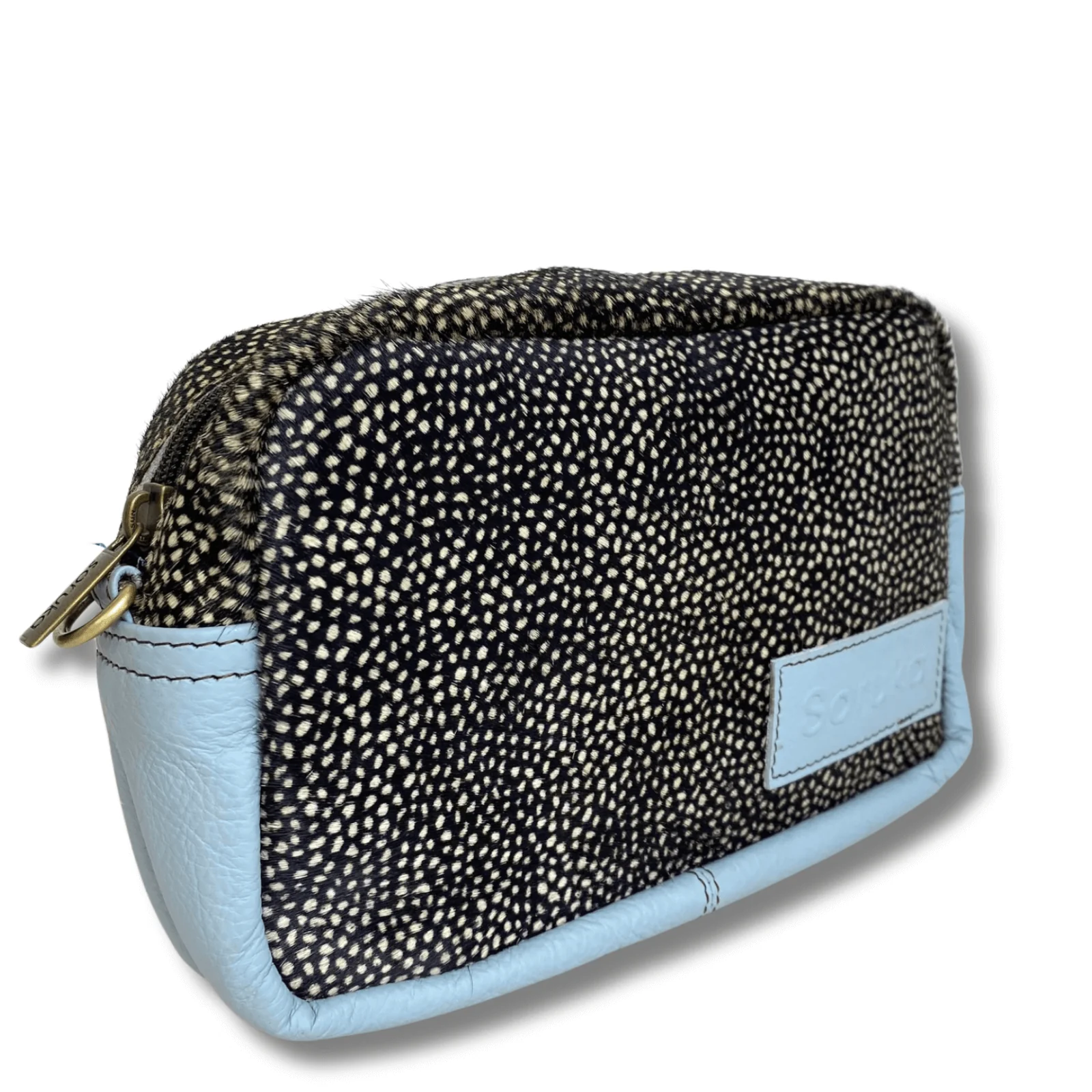 Soruka Dora Leather Camara Bag - Pale Blue Dot